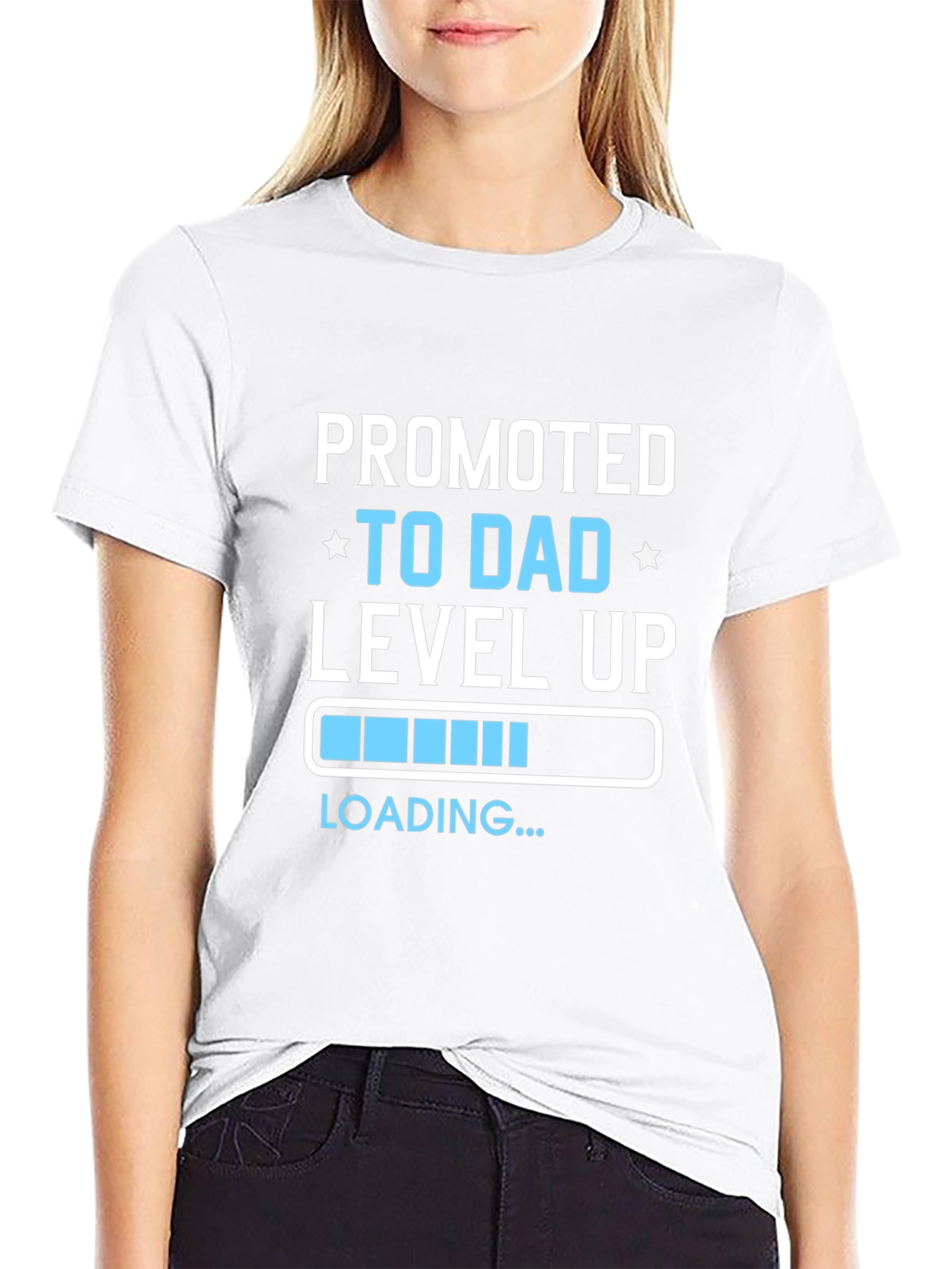 Promoted to Dad Level Up Black T-Shirt