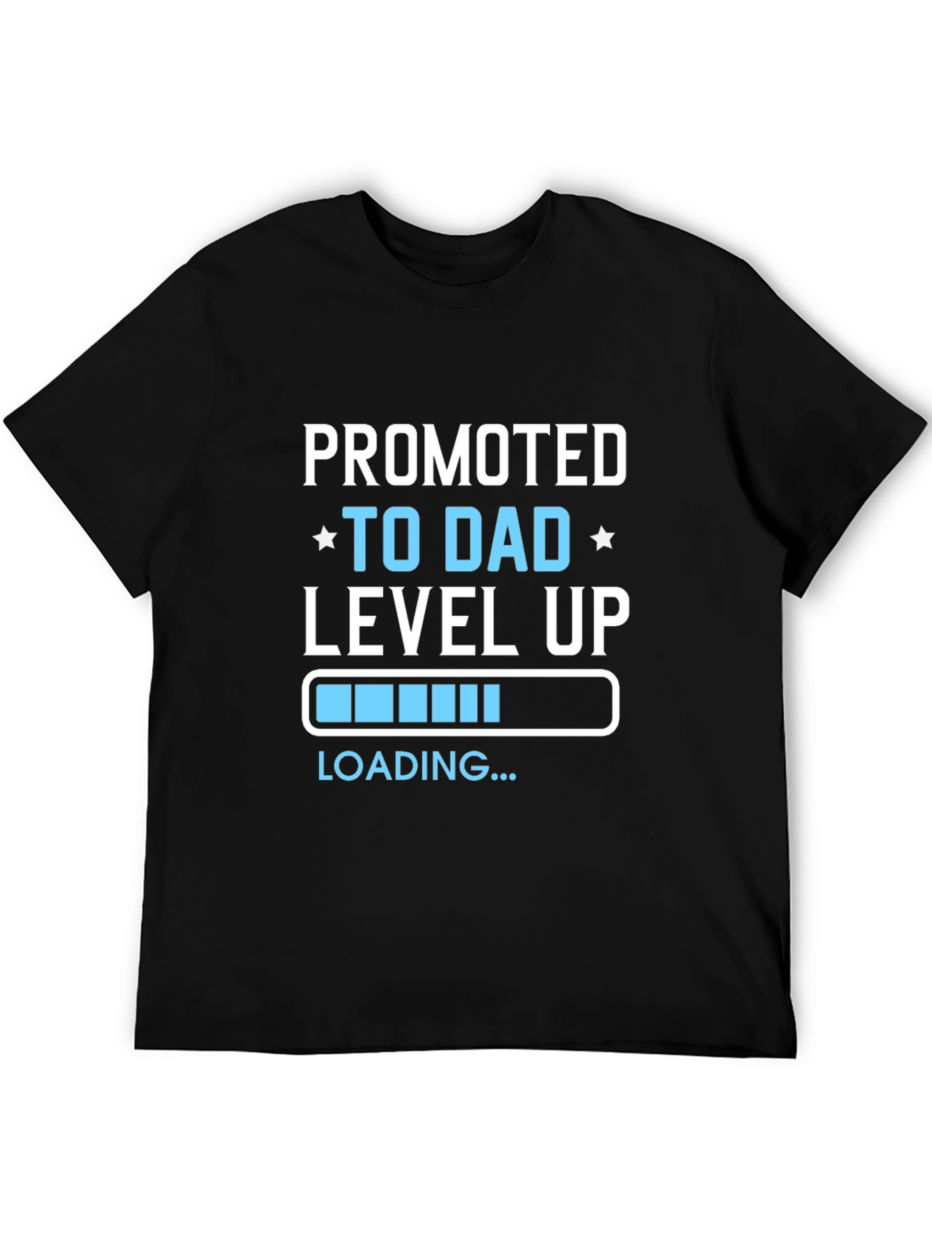 Promoted to Dad Level Up Black T-Shirt