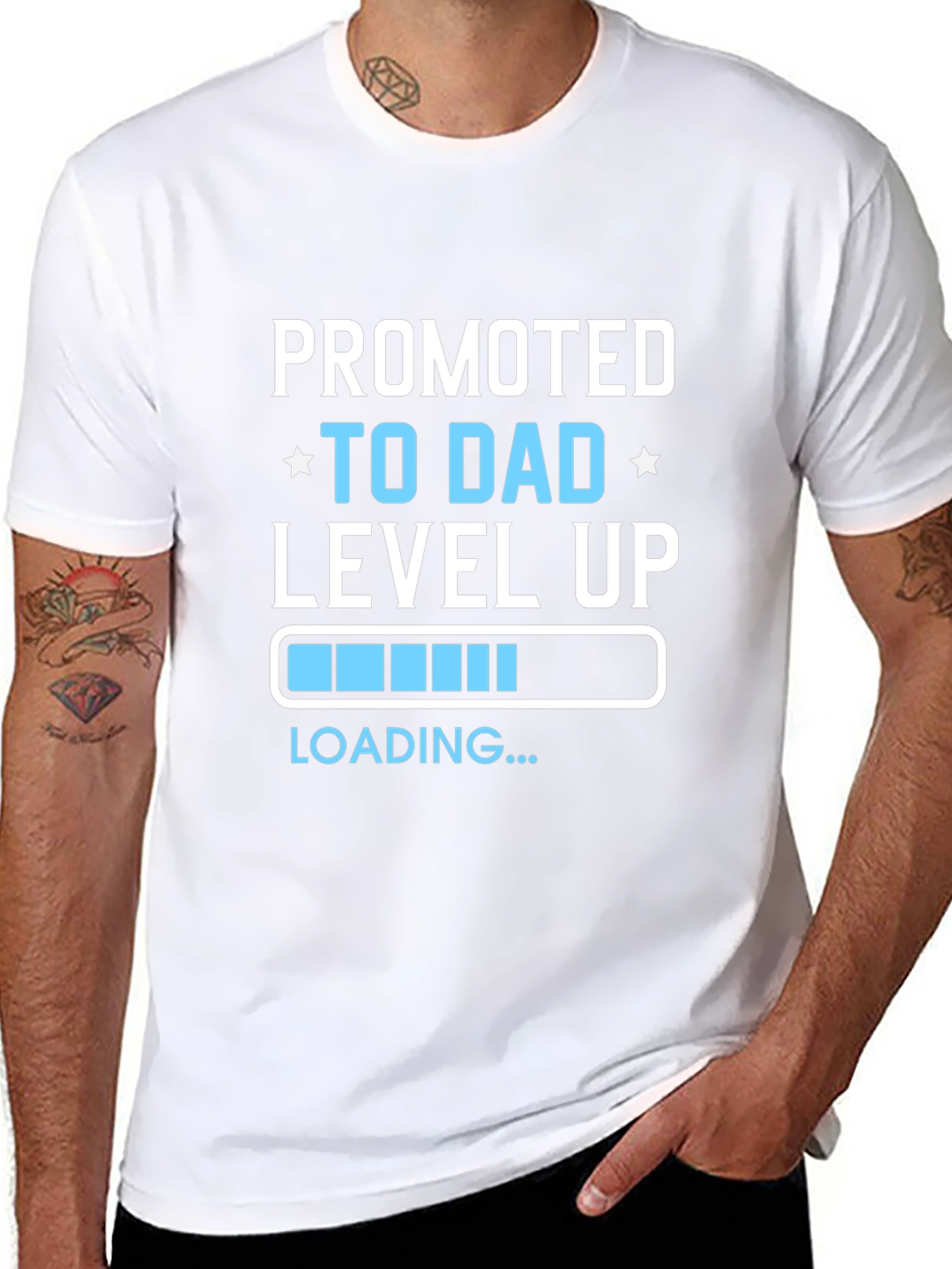 Promoted to Dad Level Up Black T-Shirt
