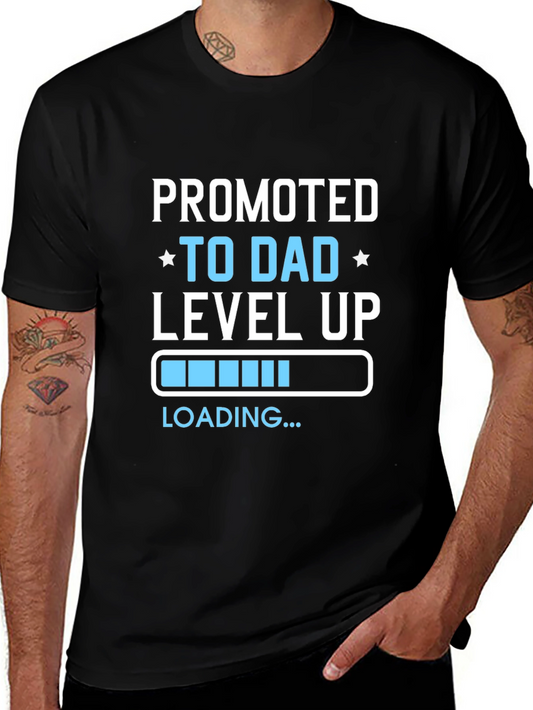 Promoted to Dad Level Up Black T-Shirt