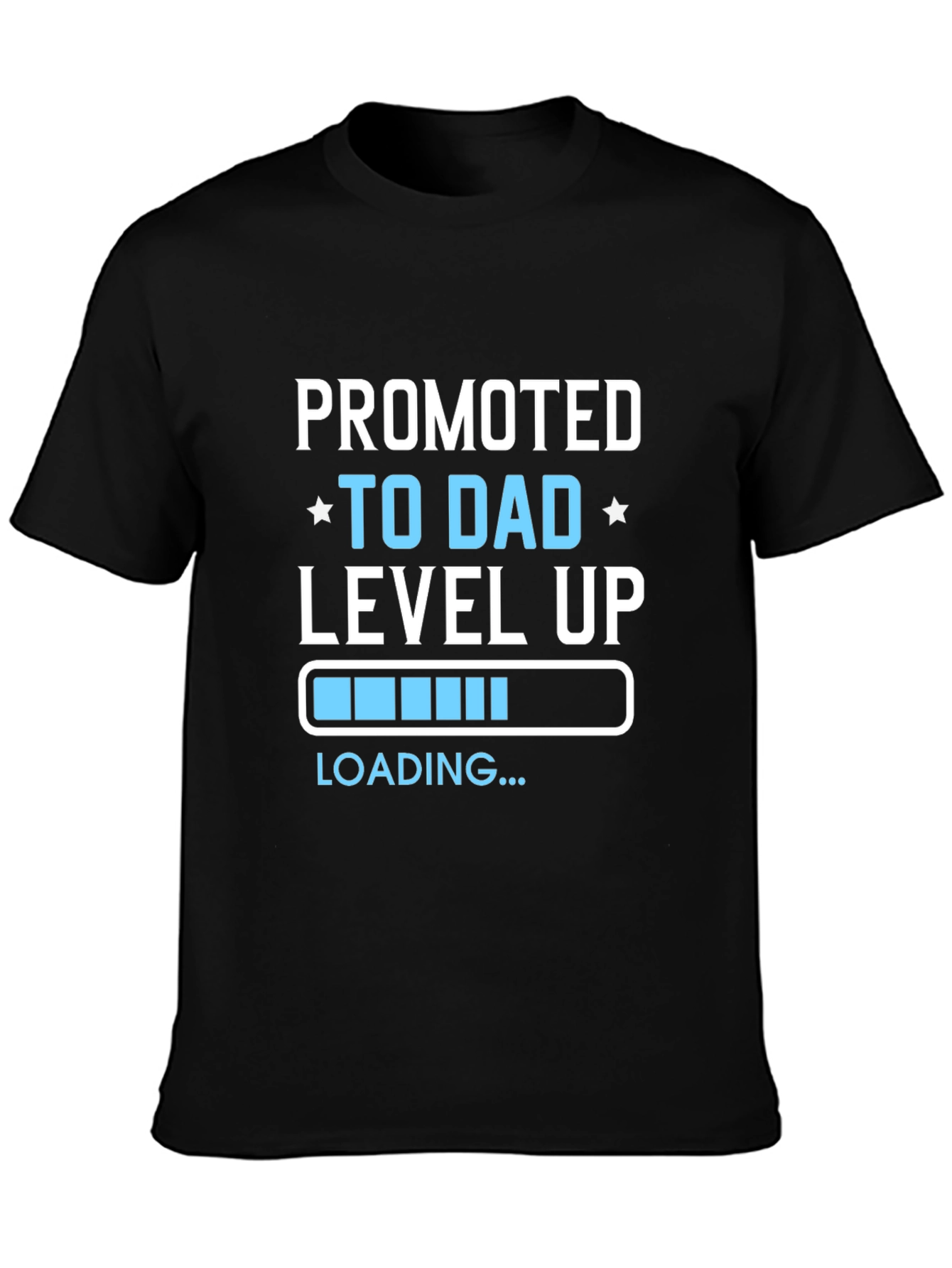 Promoted to Dad Level Up Black T-Shirt