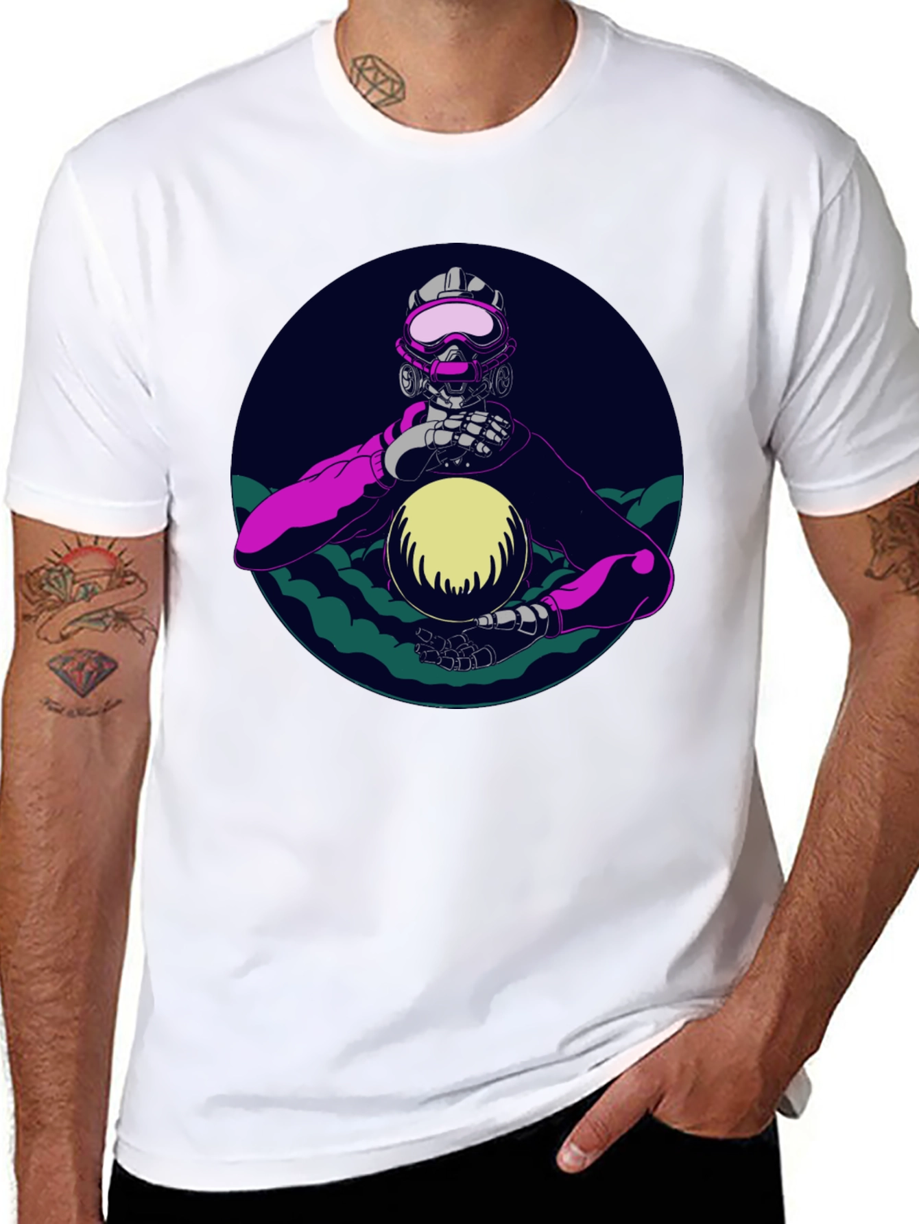 Cyberpunk Astronaut Graphic Tee - Black