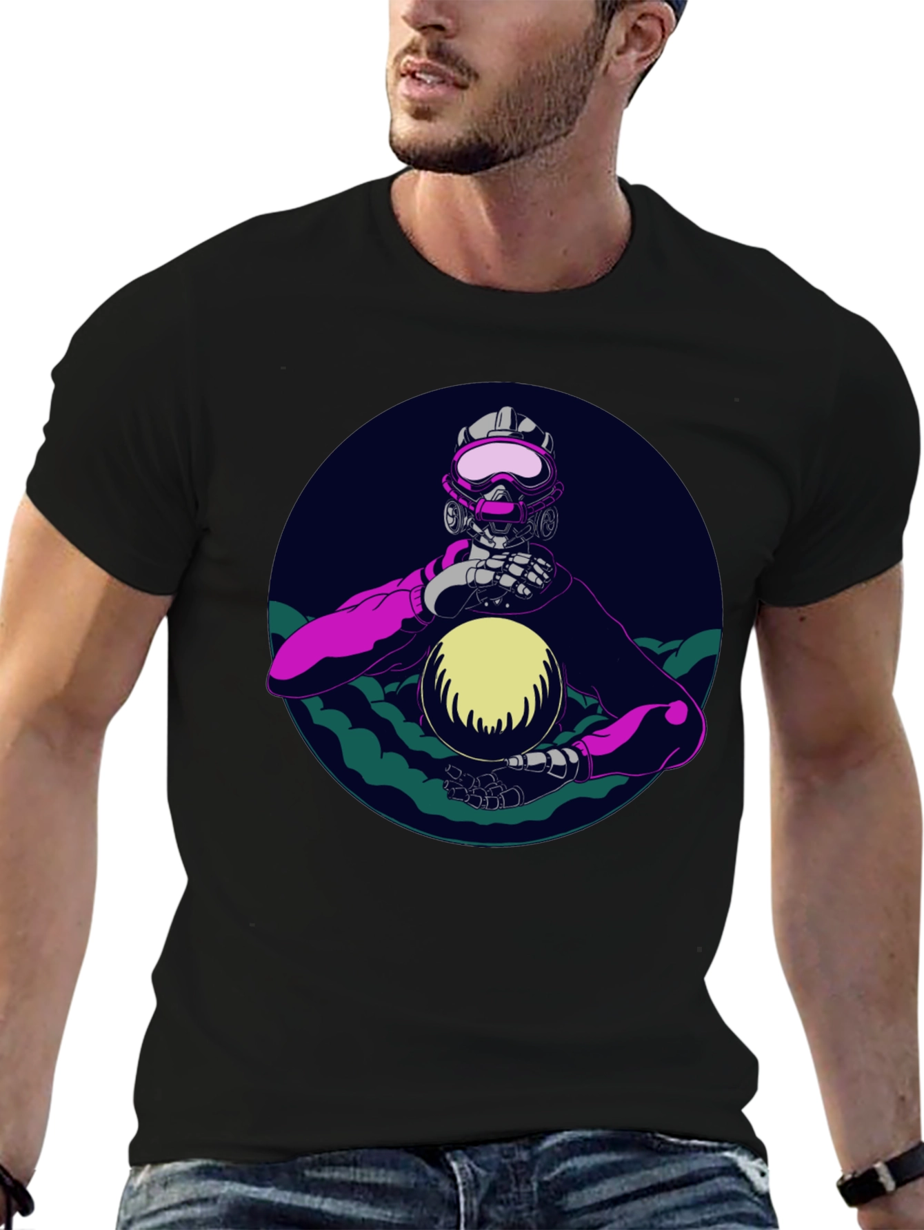 Cyberpunk Astronaut Graphic Tee - Black