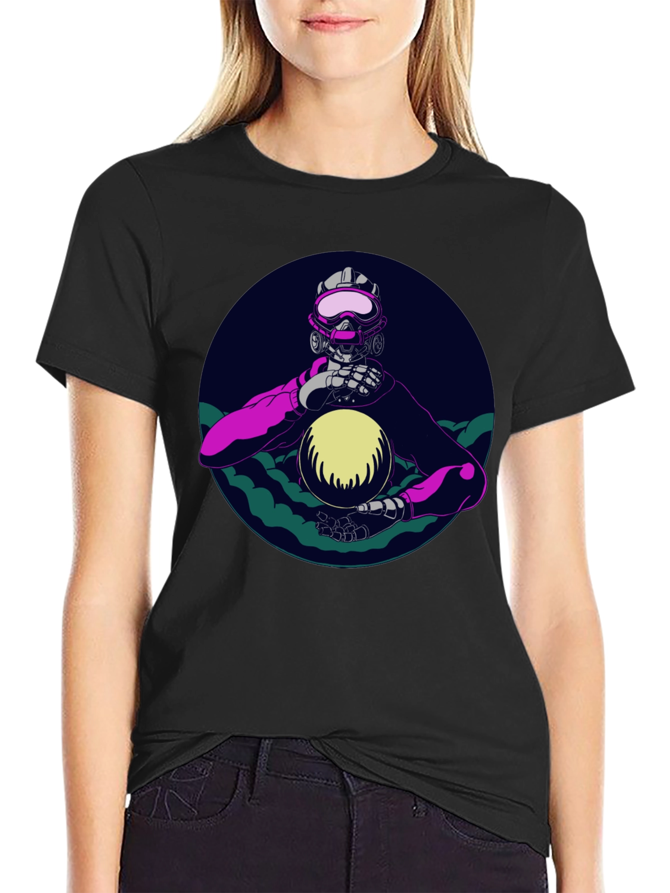 Cyberpunk Astronaut Graphic Tee - Black
