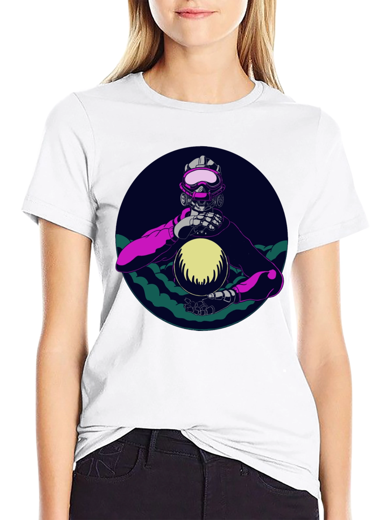 Cyberpunk Astronaut Graphic Tee - Black