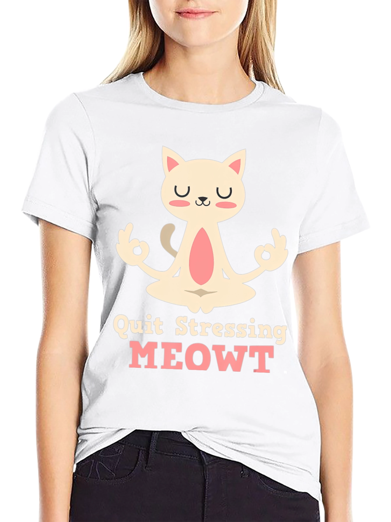 Relaxed Cat T-Shirt - Quit Stressing MEOWT
