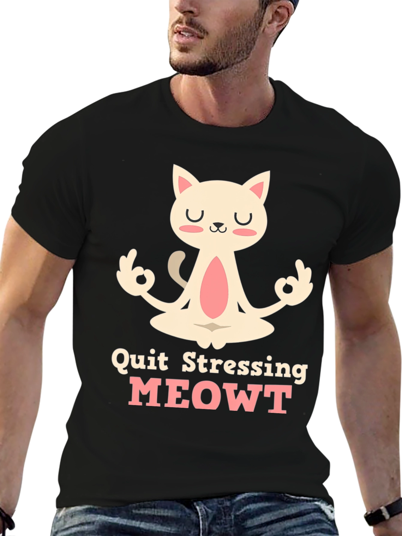Relaxed Cat T-Shirt - Quit Stressing MEOWT