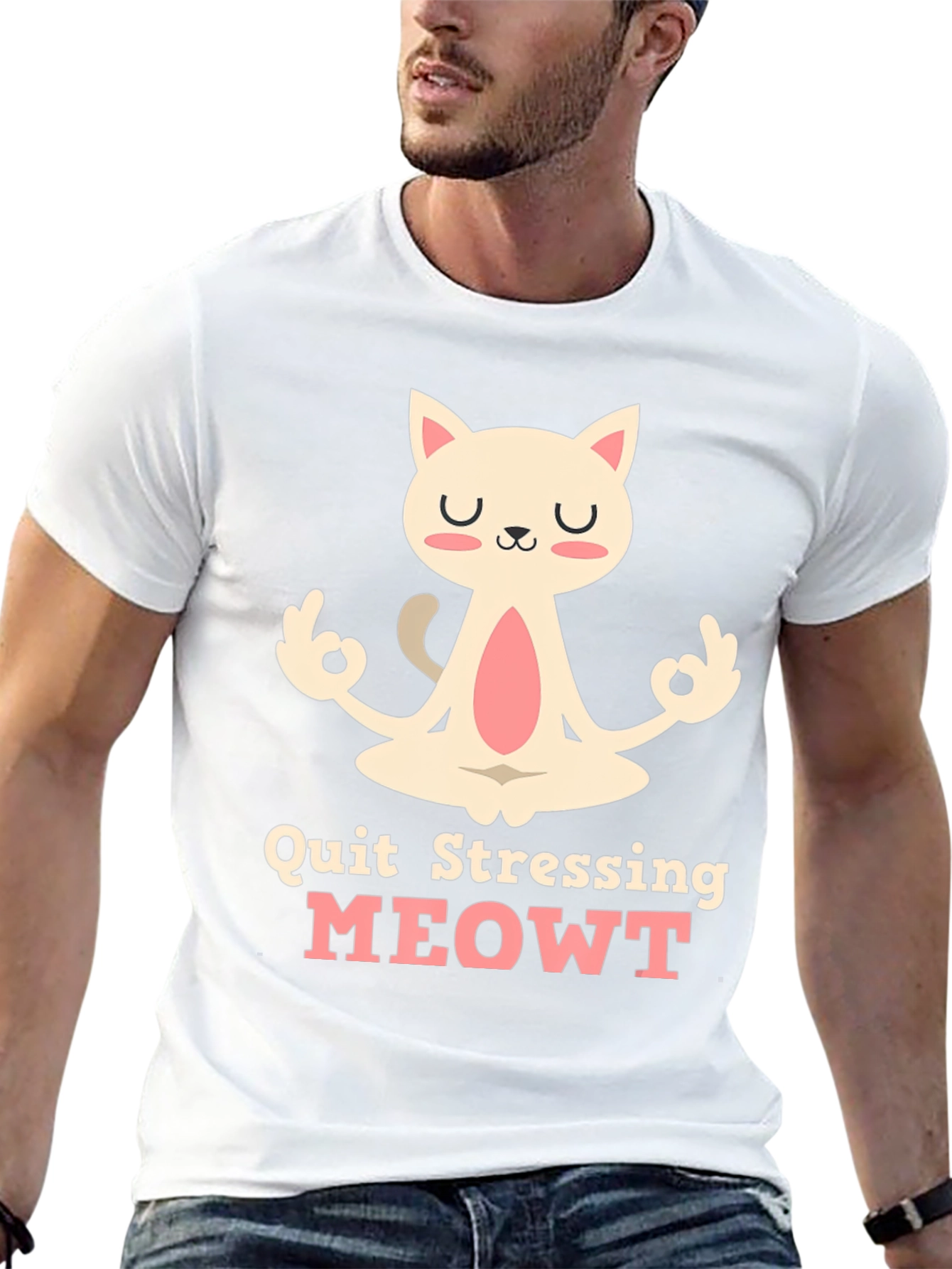 Relaxed Cat T-Shirt - Quit Stressing MEOWT