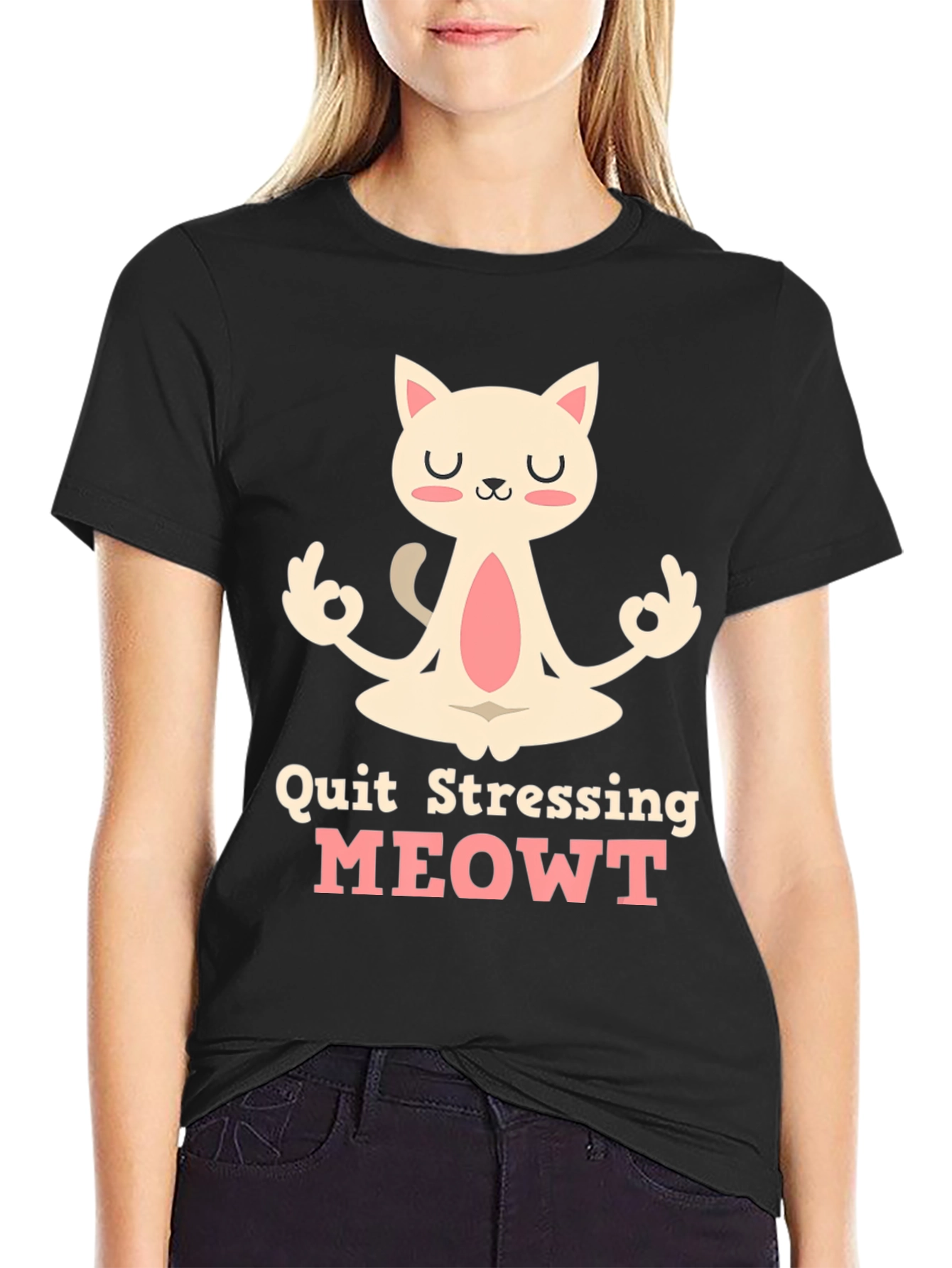 Relaxed Cat T-Shirt - Quit Stressing MEOWT