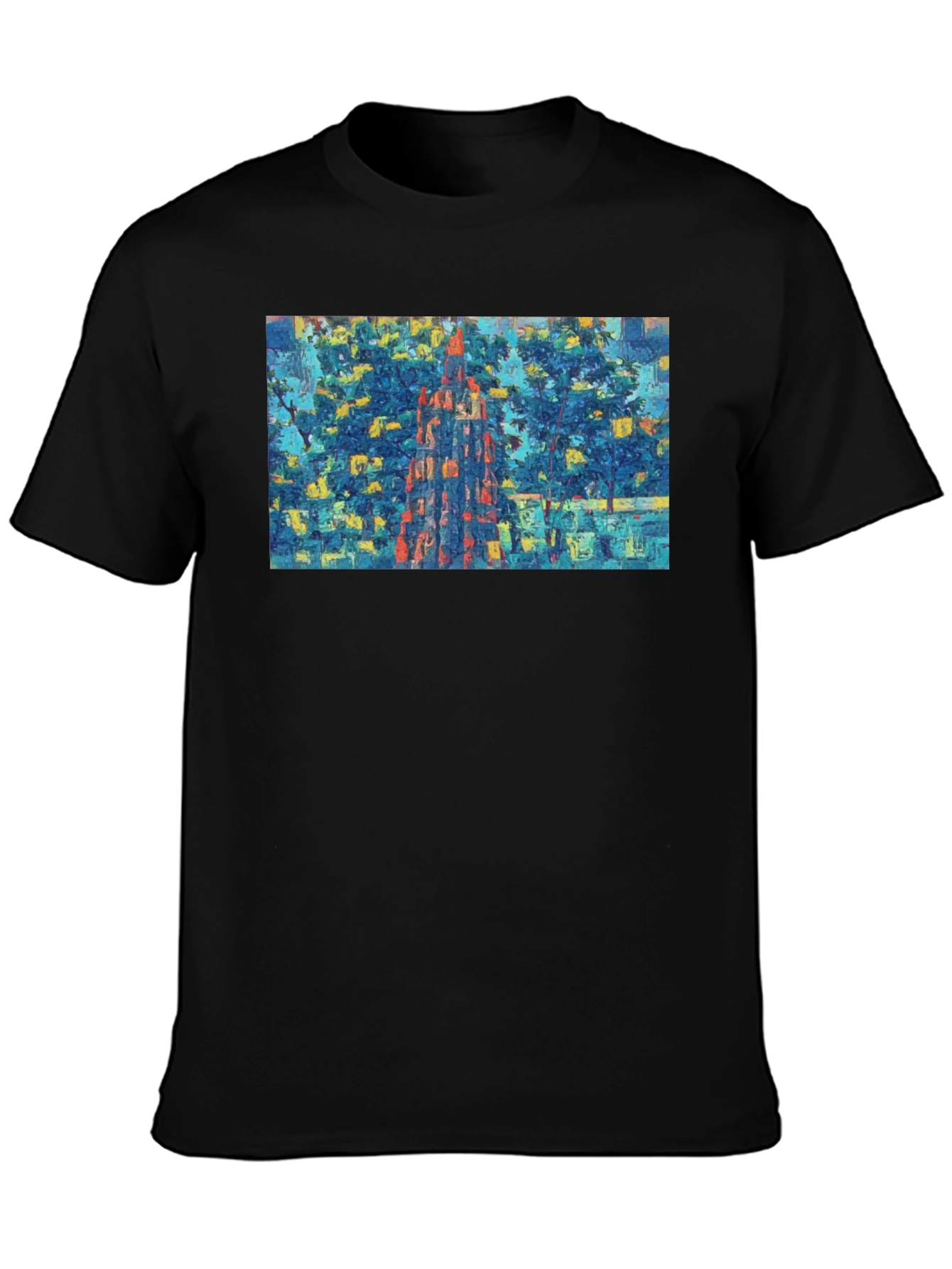 Abstract Cityscape Graphic Tee - Mens Black T-Shirt