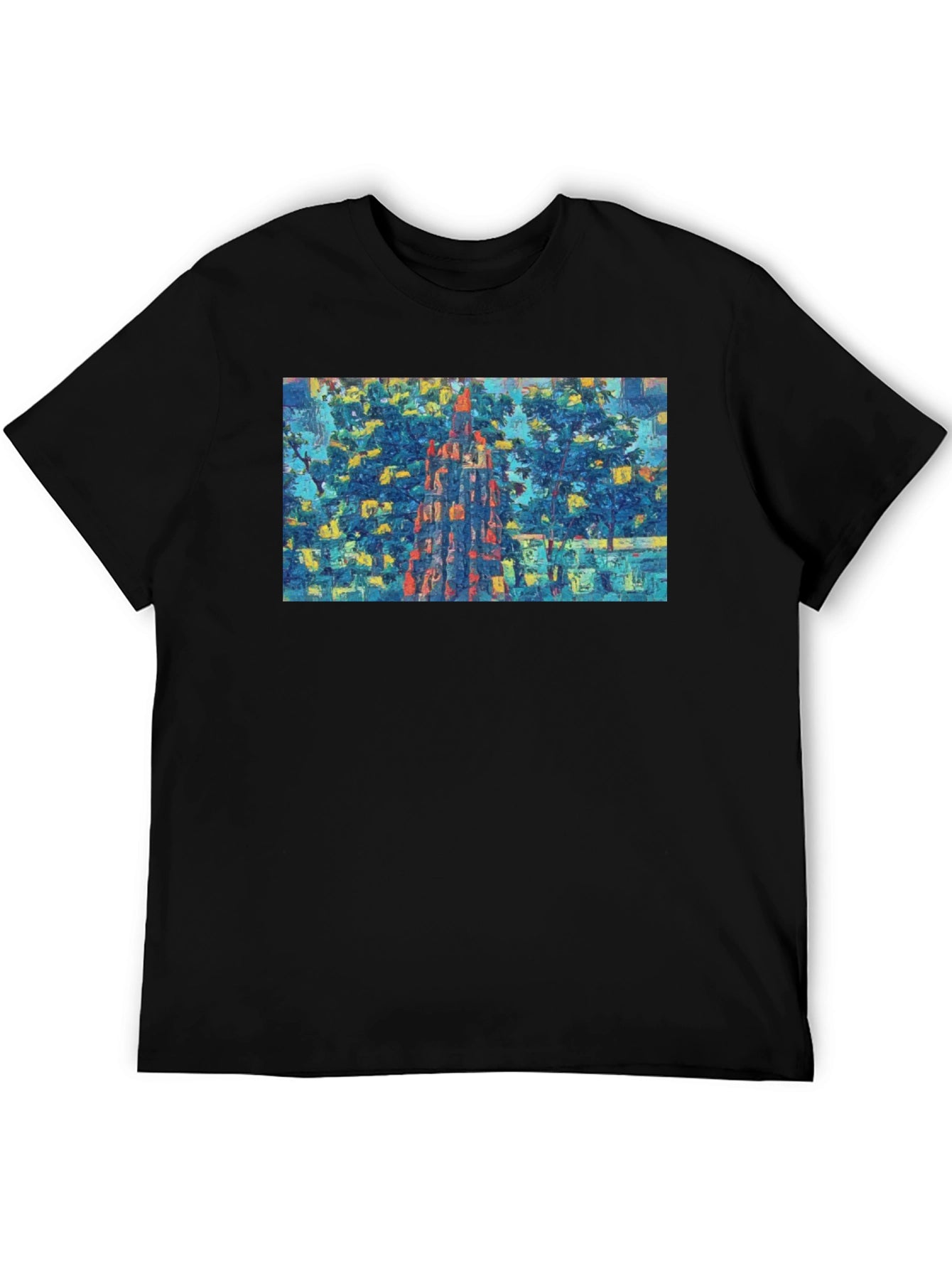 Abstract Cityscape Graphic Tee - Mens Black T-Shirt
