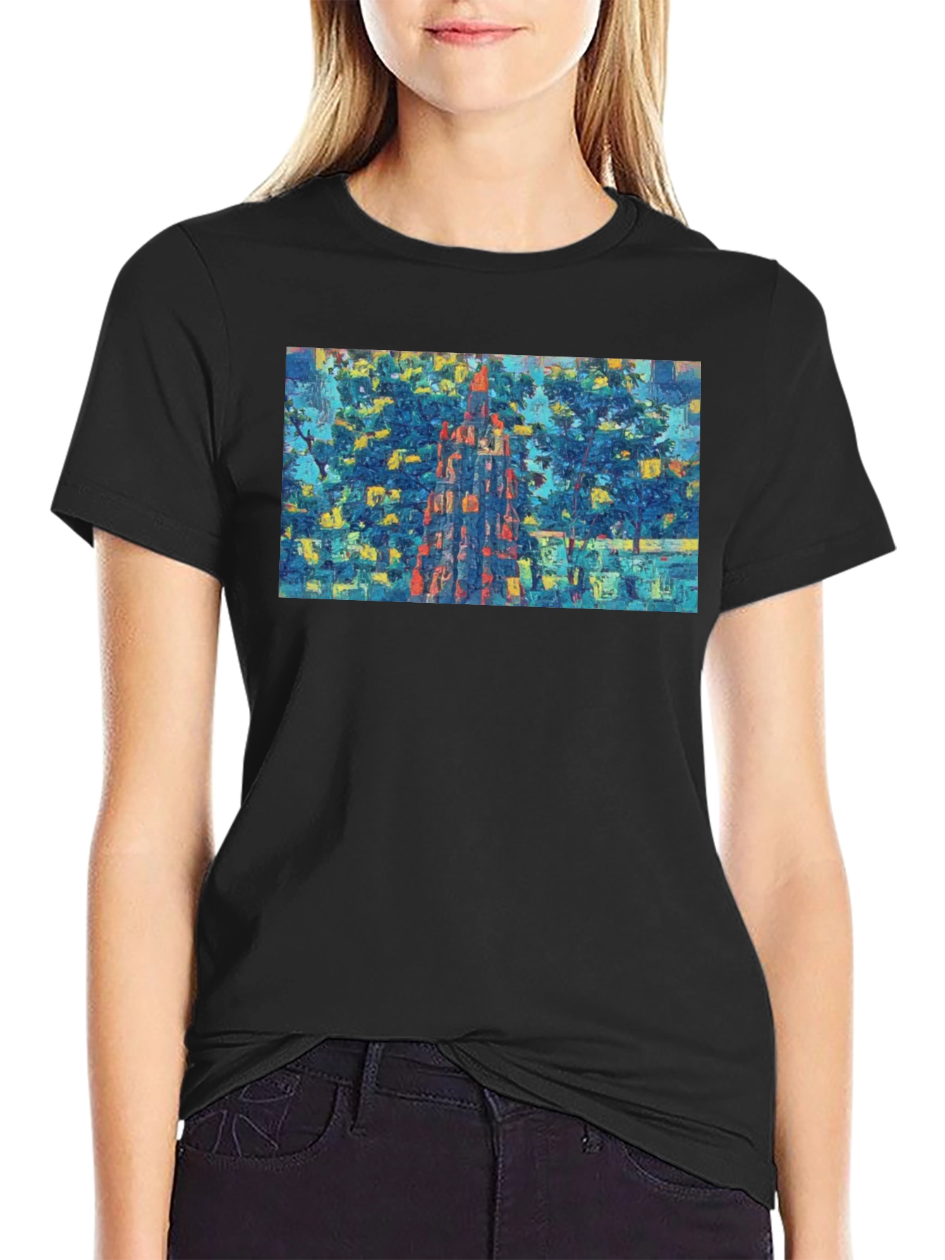 Abstract Cityscape Graphic Tee - Mens Black T-Shirt