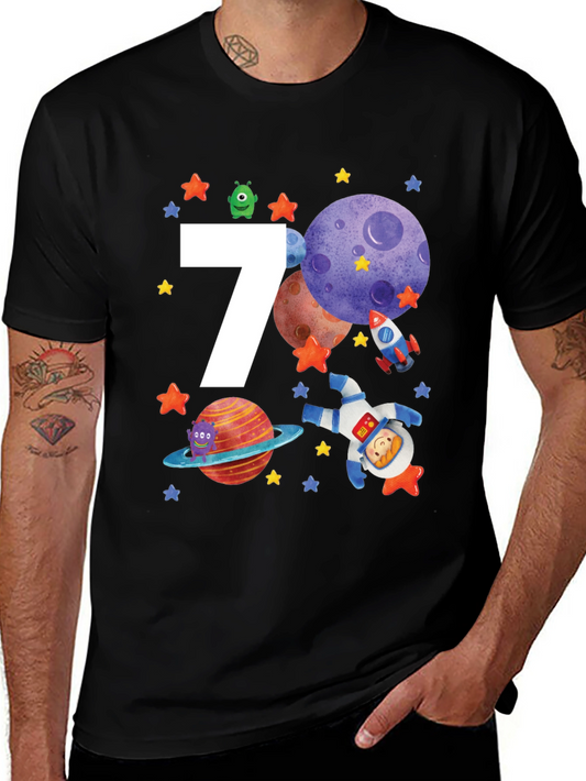 7th Birthday Space Theme T-Shirt