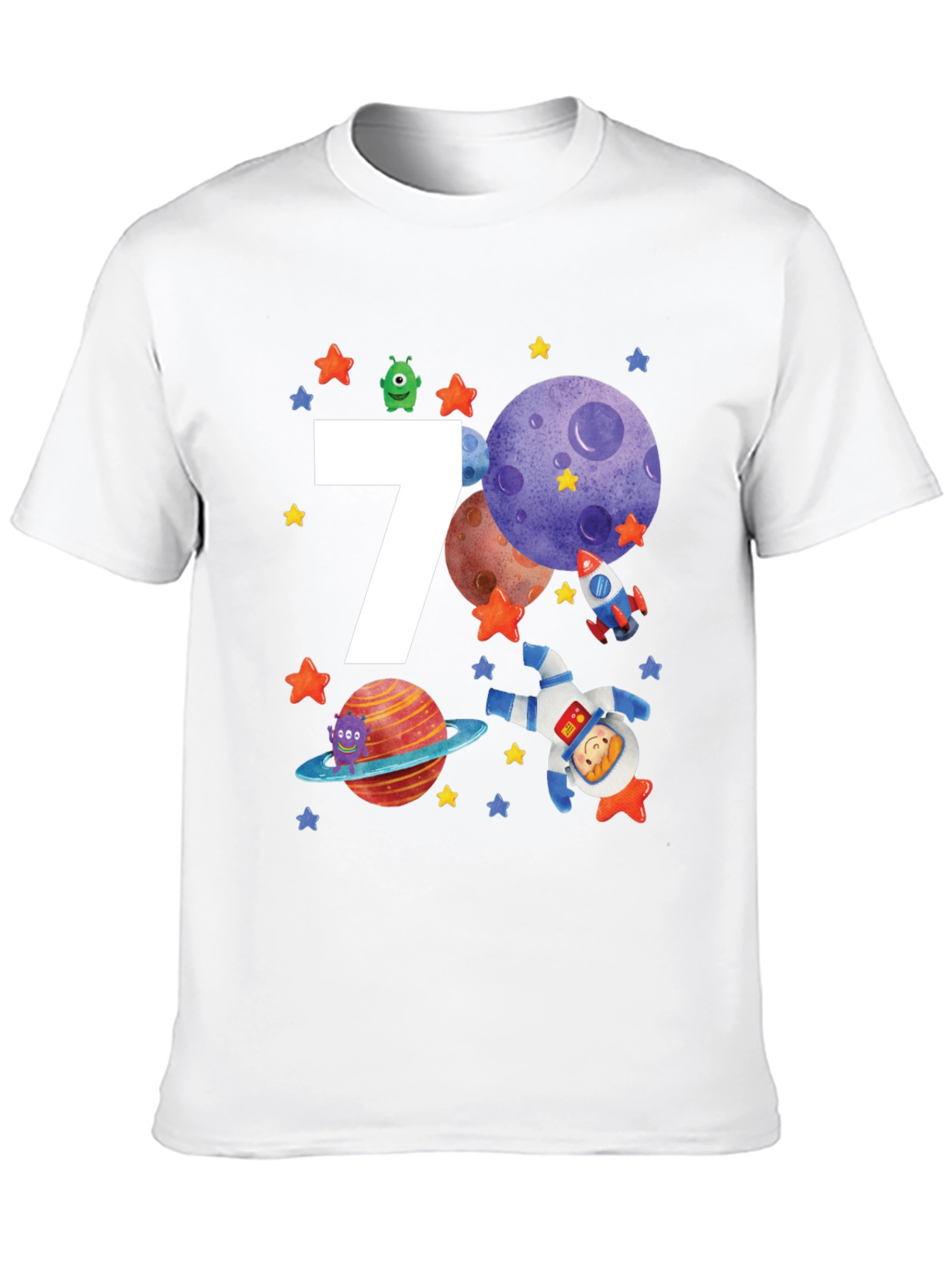 7th Birthday Space Theme T-Shirt