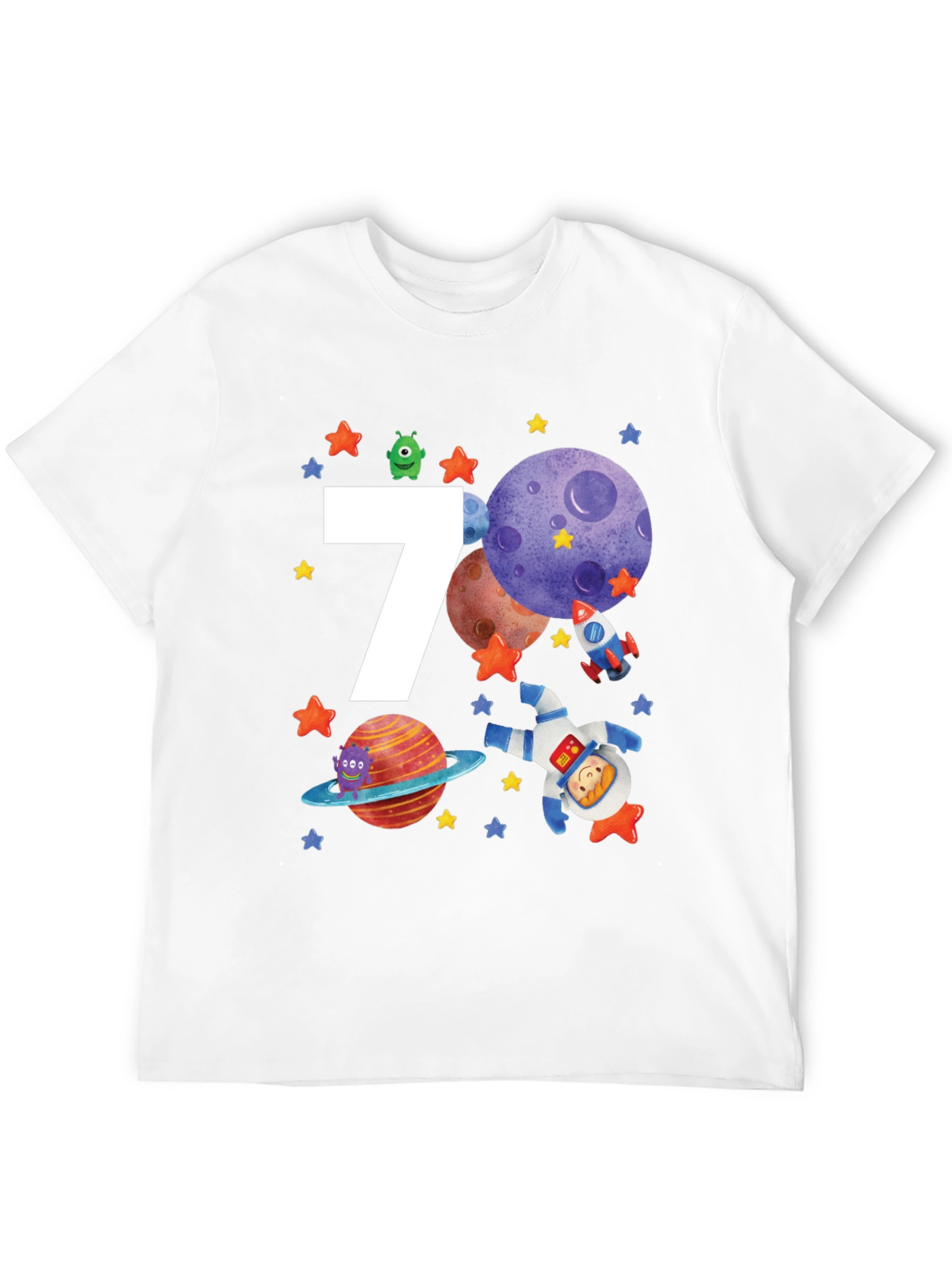 7th Birthday Space Theme T-Shirt