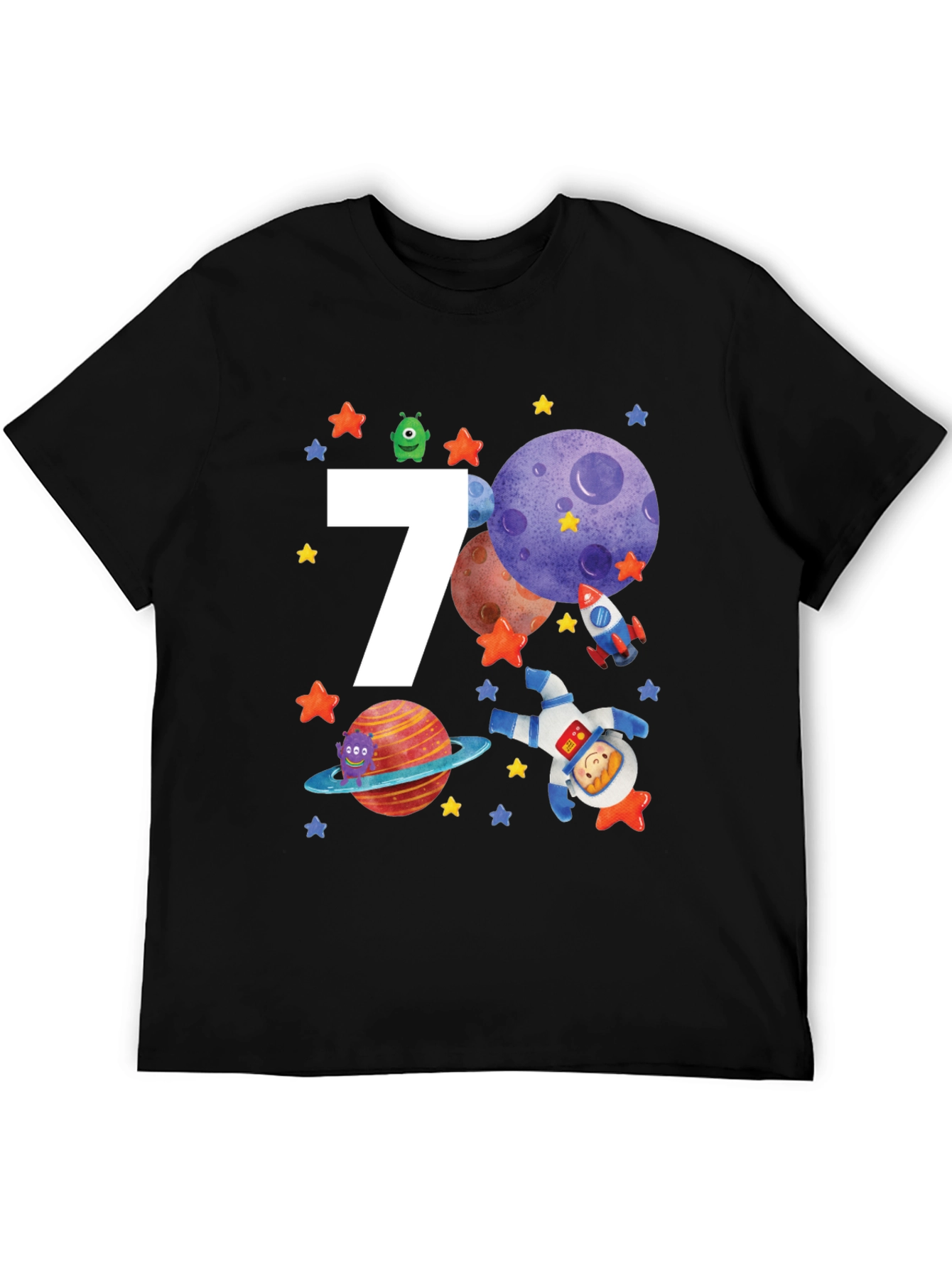 7th Birthday Space Theme T-Shirt