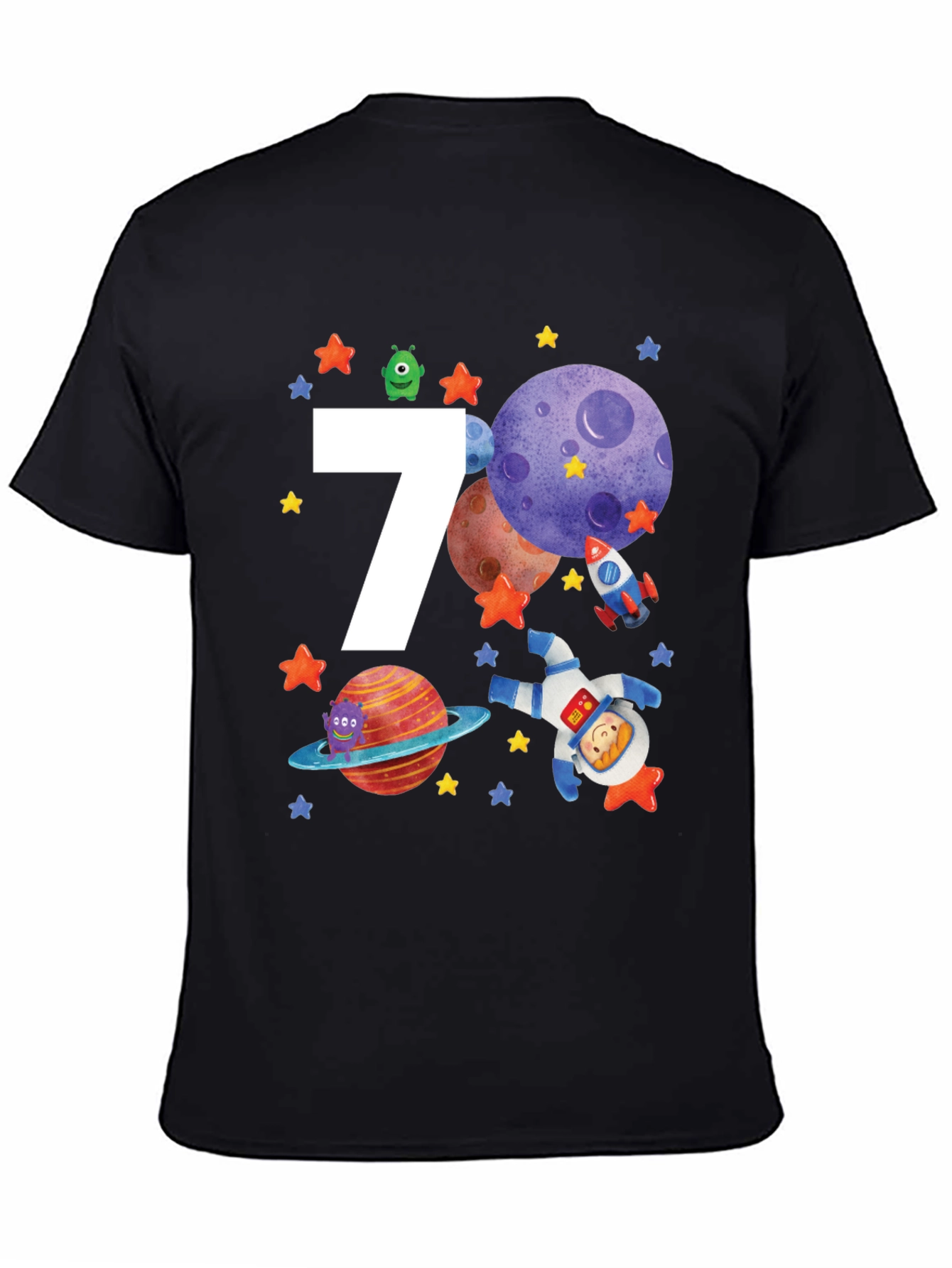 7th Birthday Space Theme T-Shirt