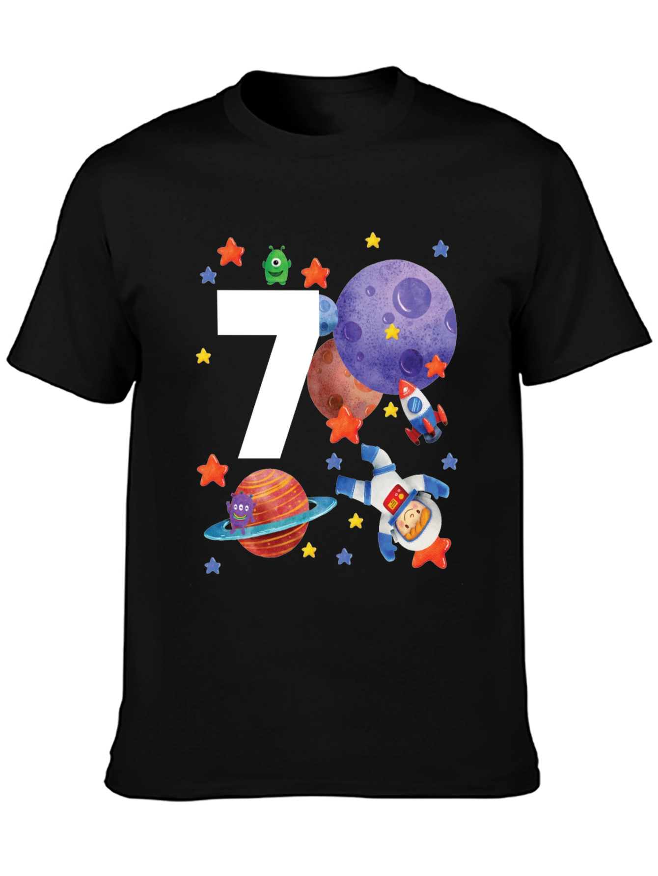 7th Birthday Space Theme T-Shirt