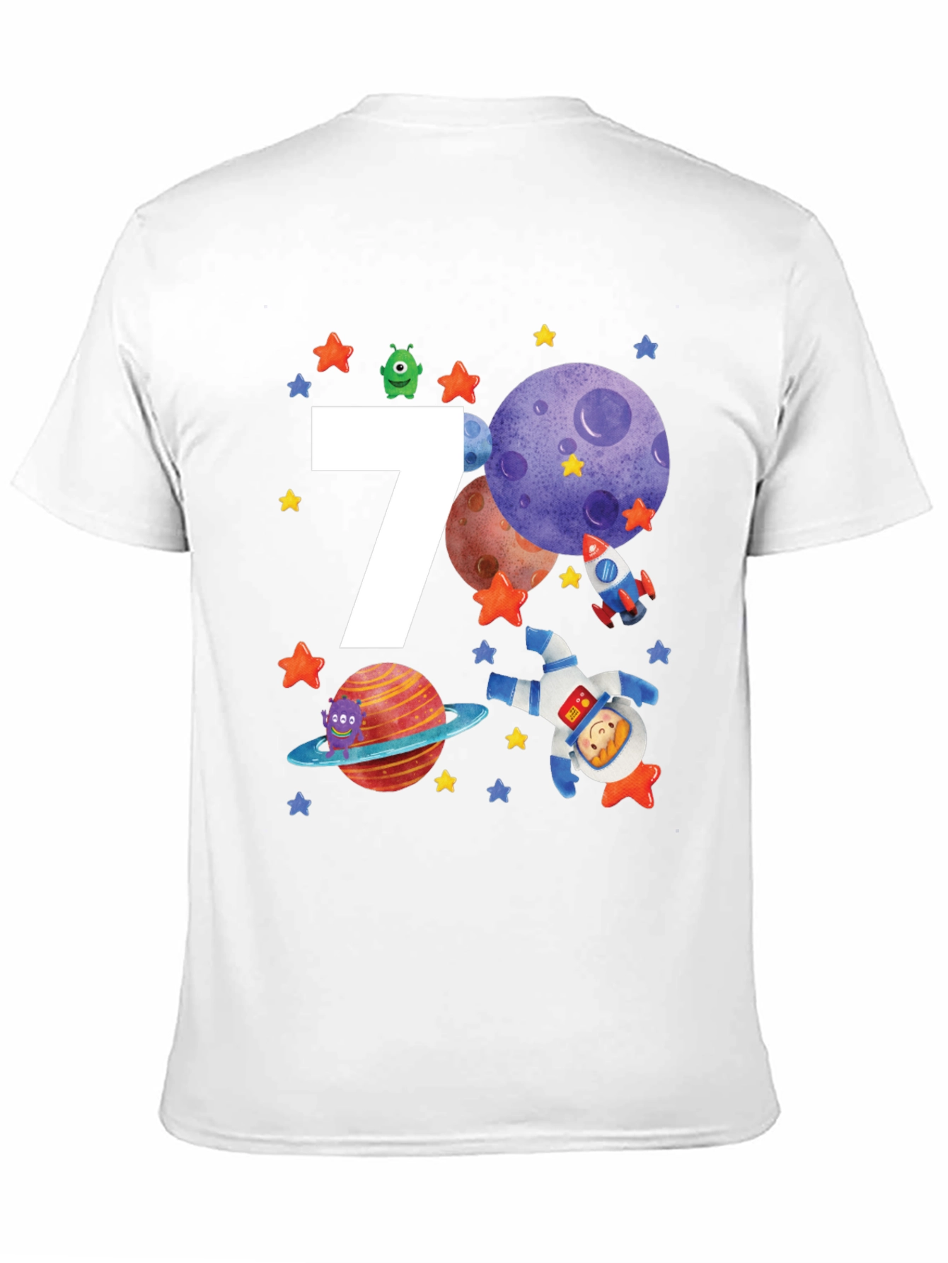 7th Birthday Space Theme T-Shirt