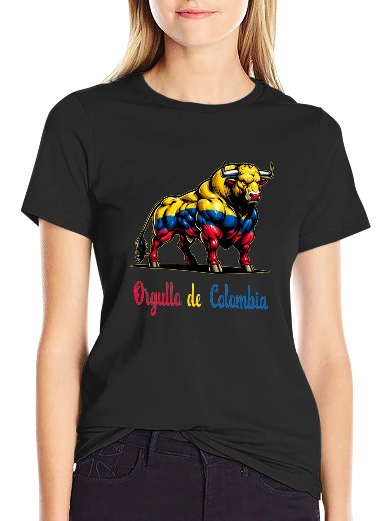 Colombia Pride Bull T-Shirt - Mens Black Tee
