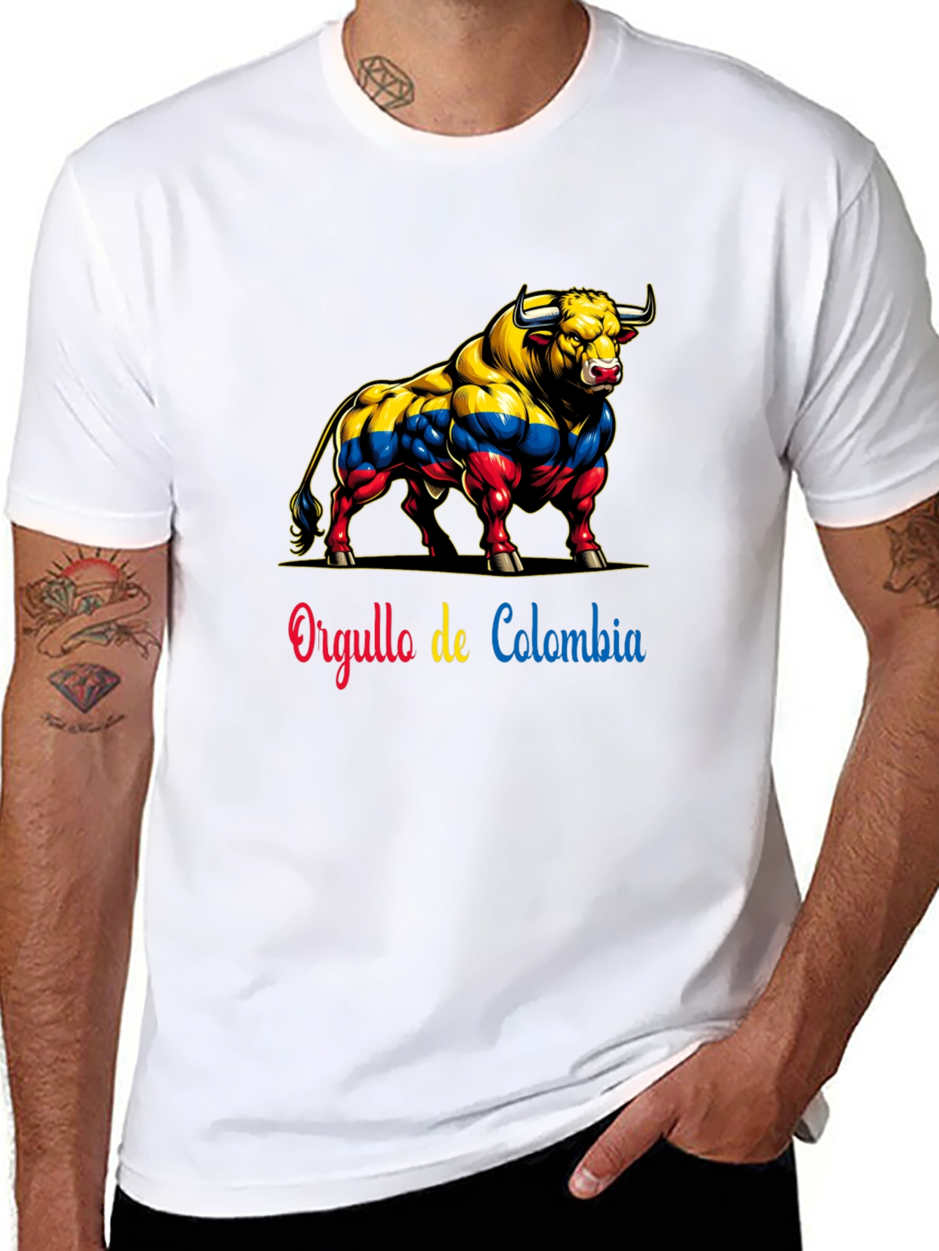 Colombia Pride Bull T-Shirt - Mens Black Tee