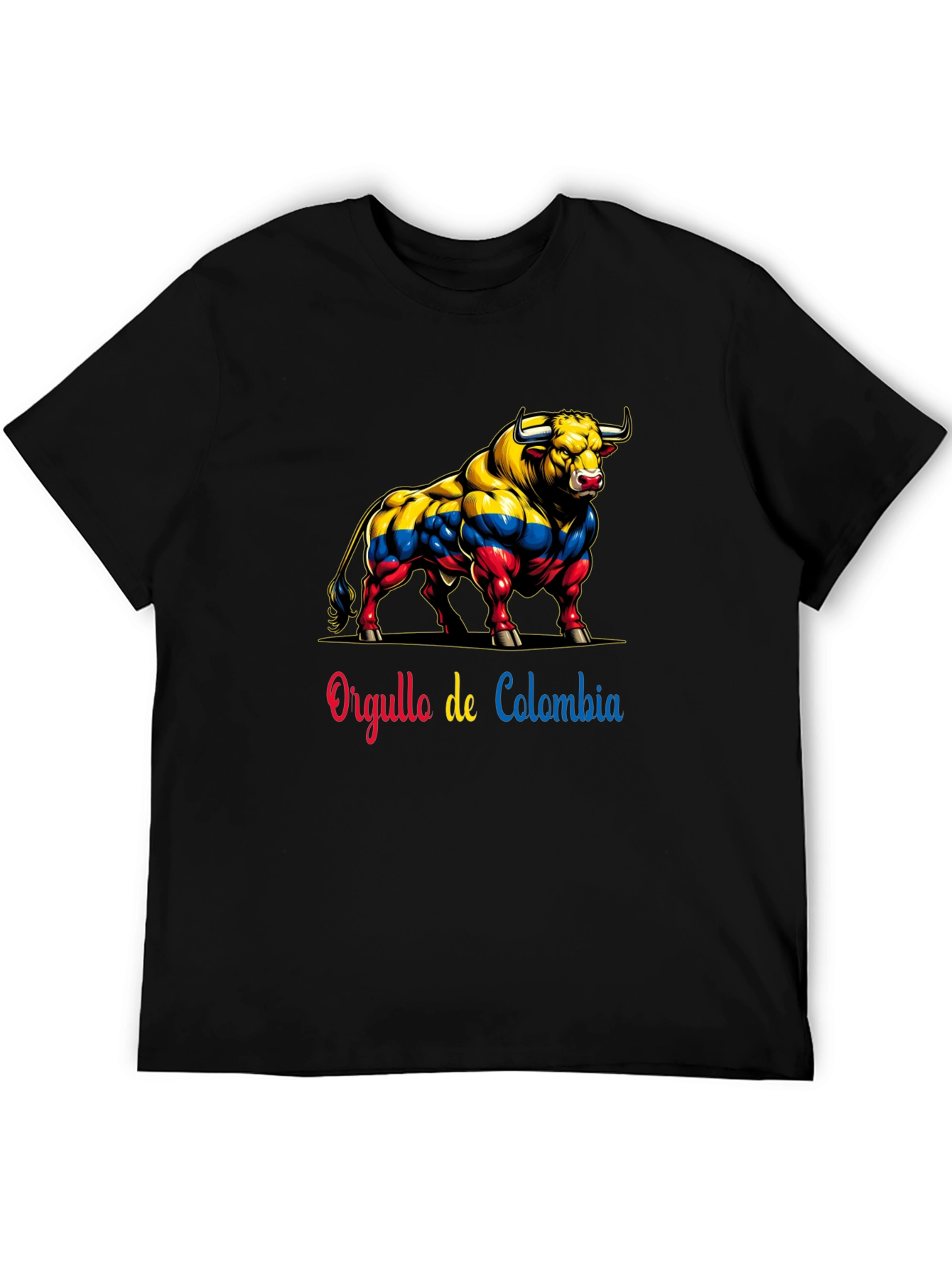 Colombia Pride Bull T-Shirt - Mens Black Tee