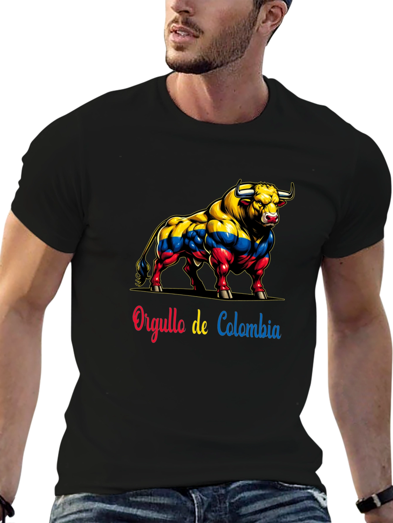 Colombia Pride Bull T-Shirt - Mens Black Tee