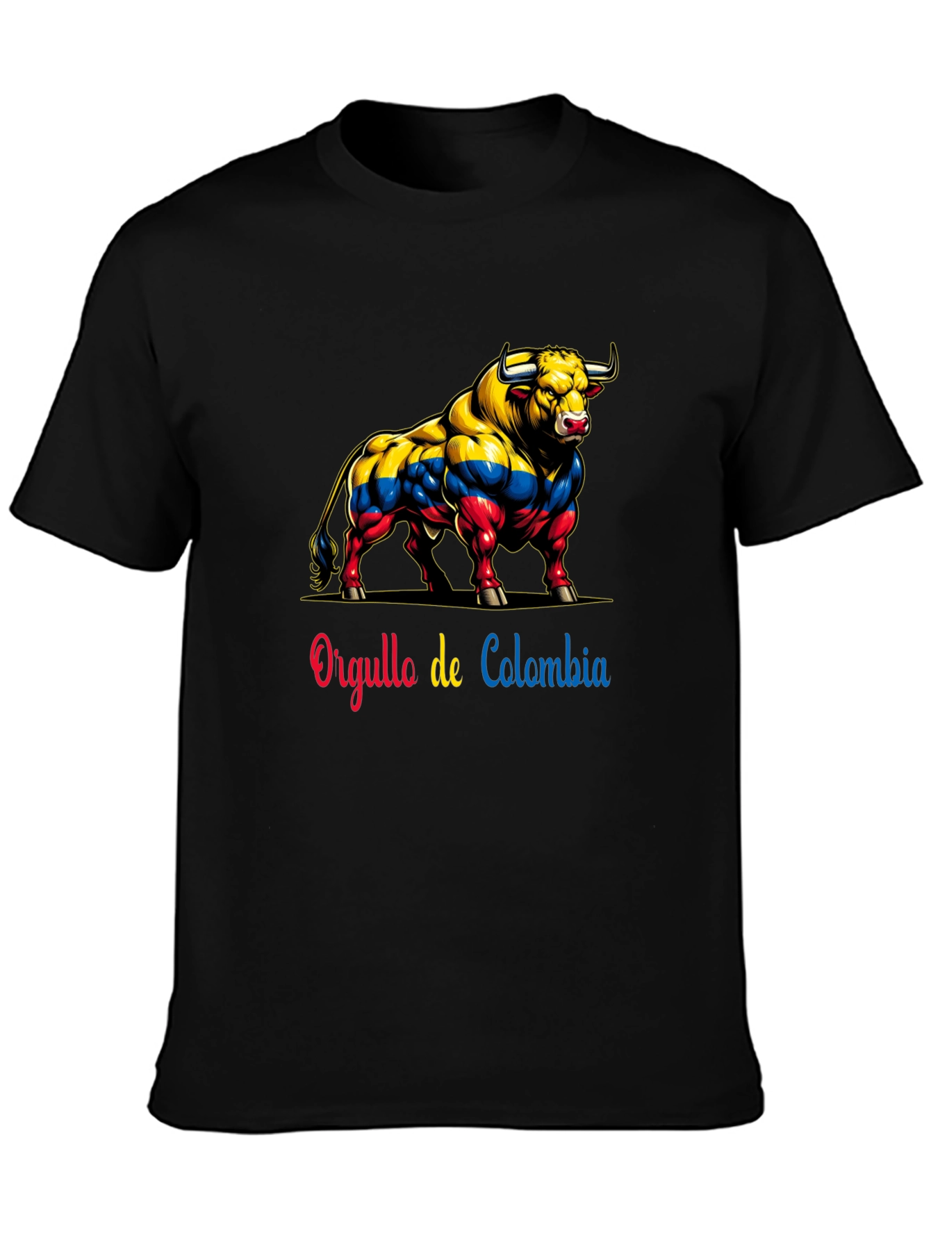 Colombia Pride Bull T-Shirt - Mens Black Tee