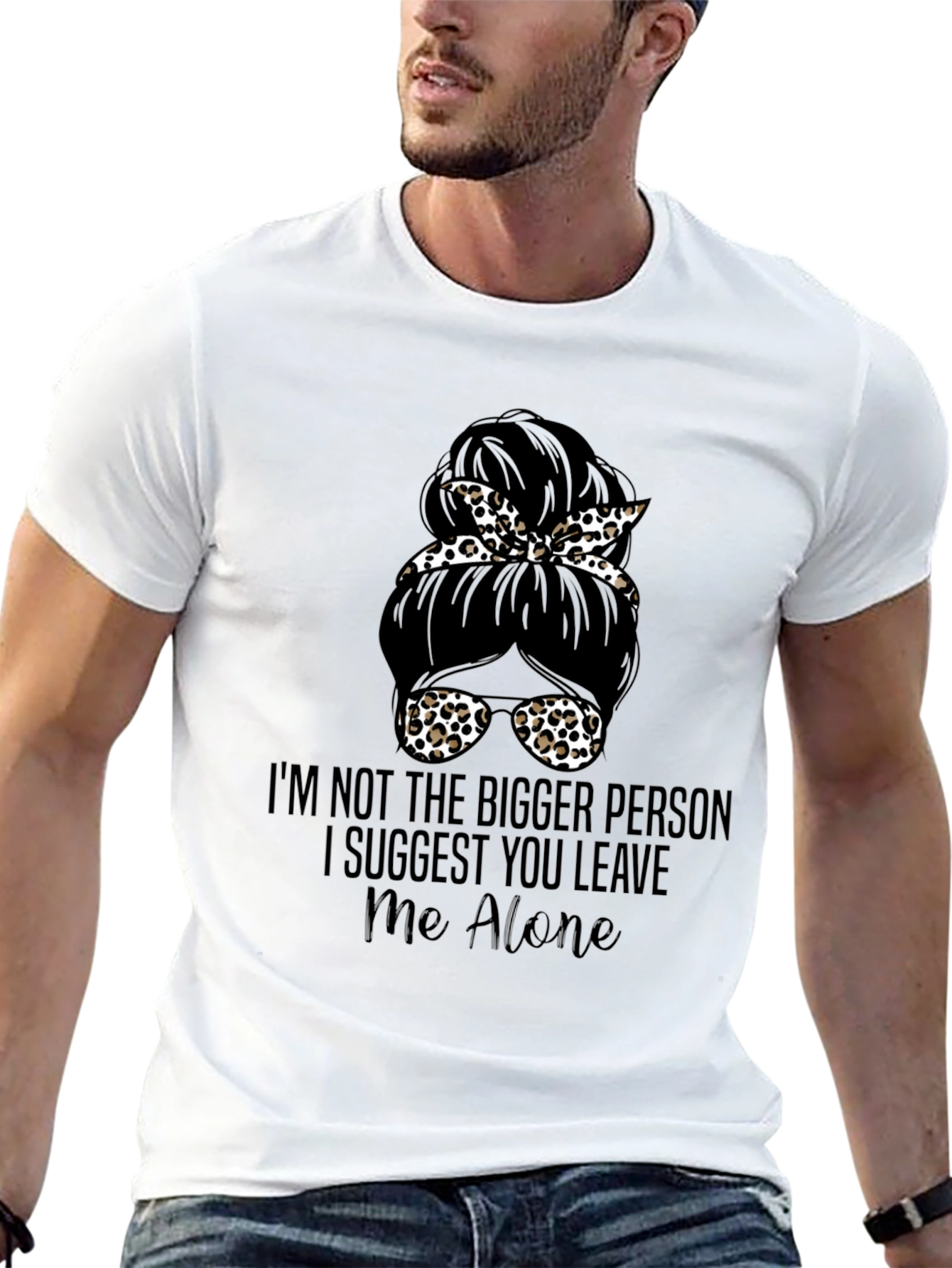 Messy Bun Leave Me Alone Graphic Tee