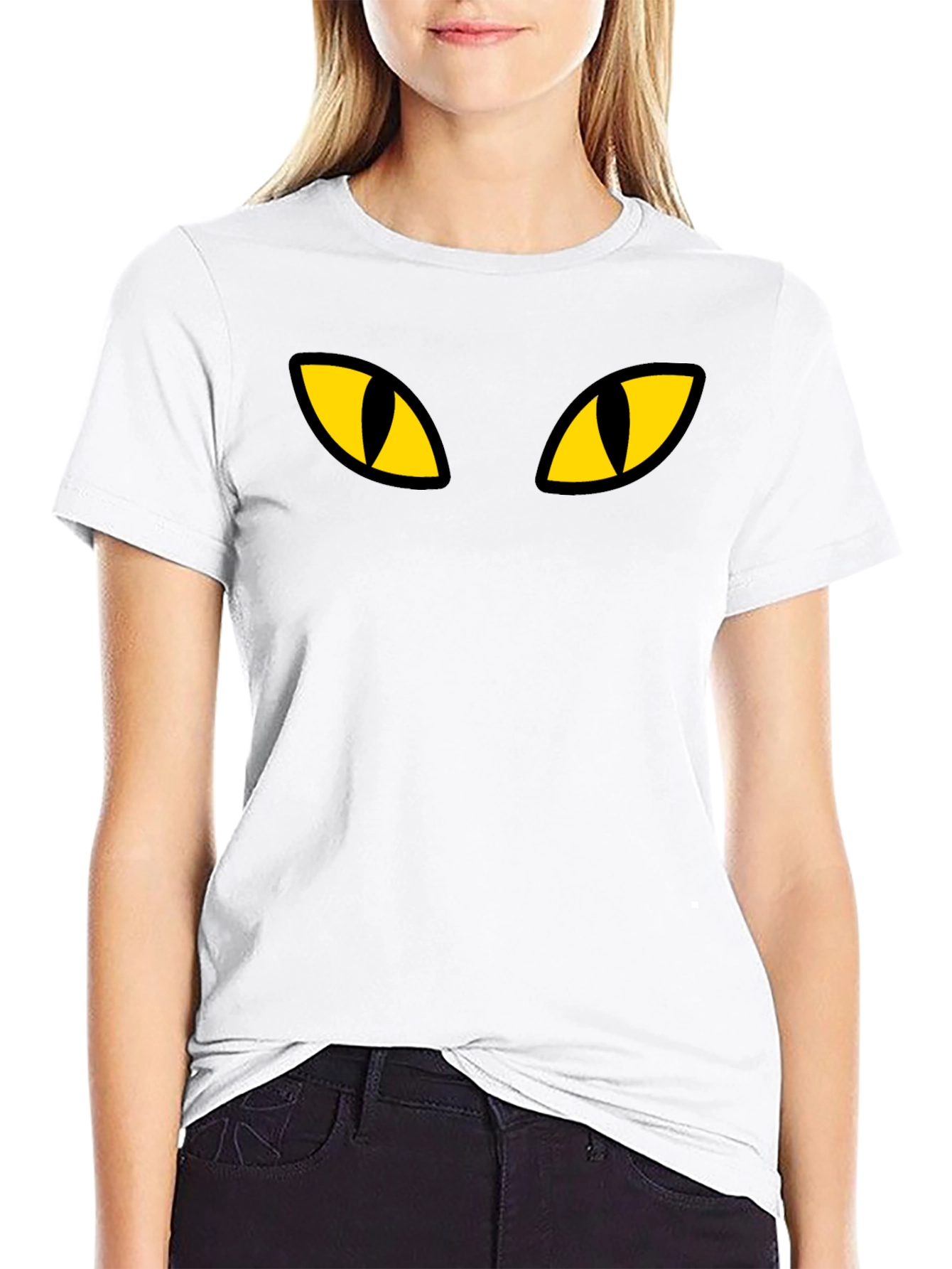 Black Cat Eyes Graphic Tee - Mens Casual T-Shirt