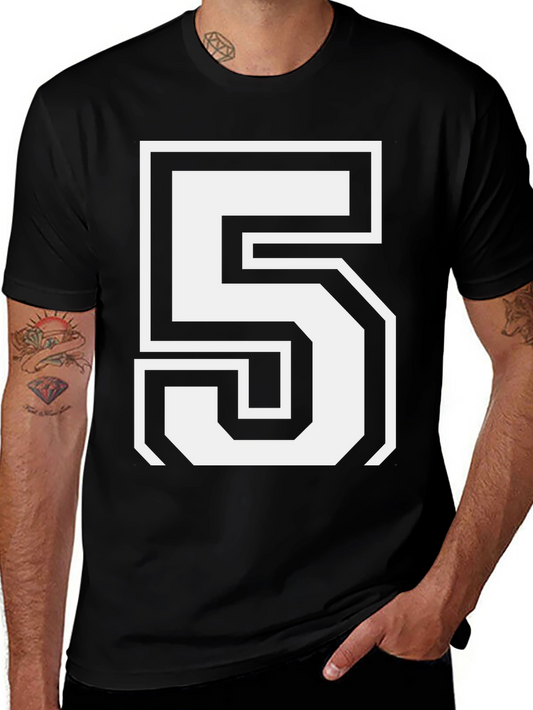 Bold Number 5 Black Graphic T-Shirt