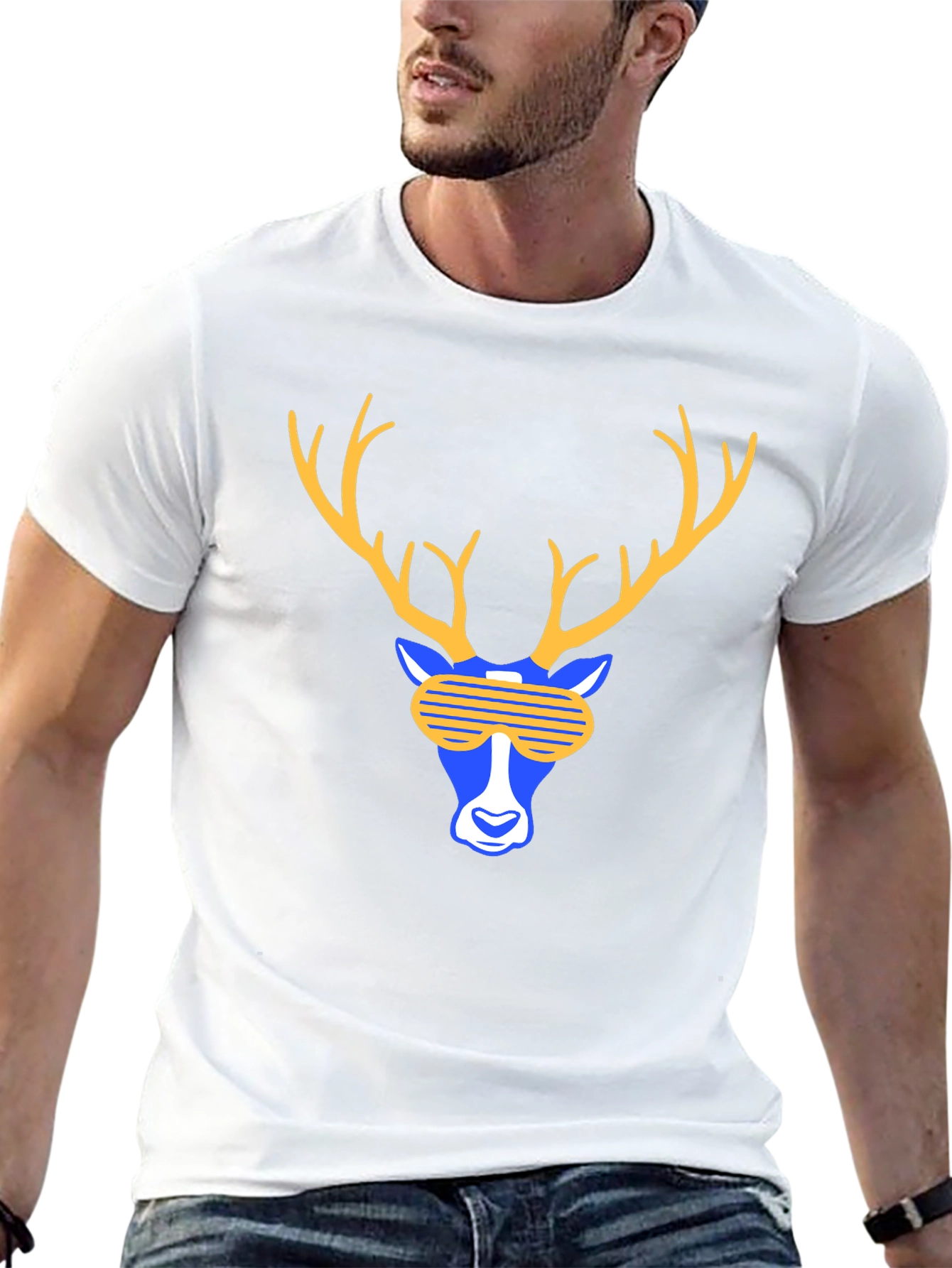 Cool Deer Graphic Tee - Black T-Shirt