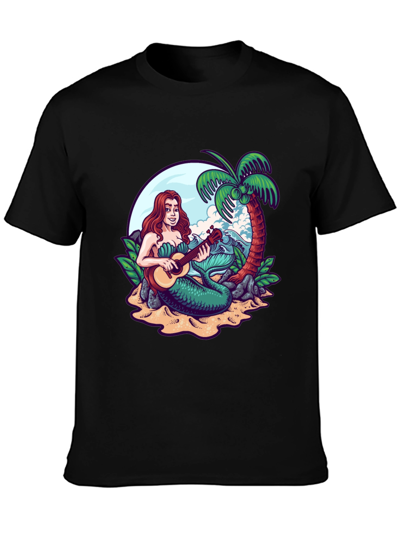 Mermaid Ukulele Black T-Shirt