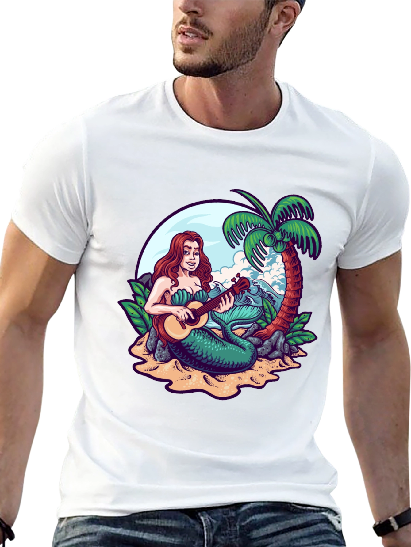 Mermaid Ukulele Black T-Shirt