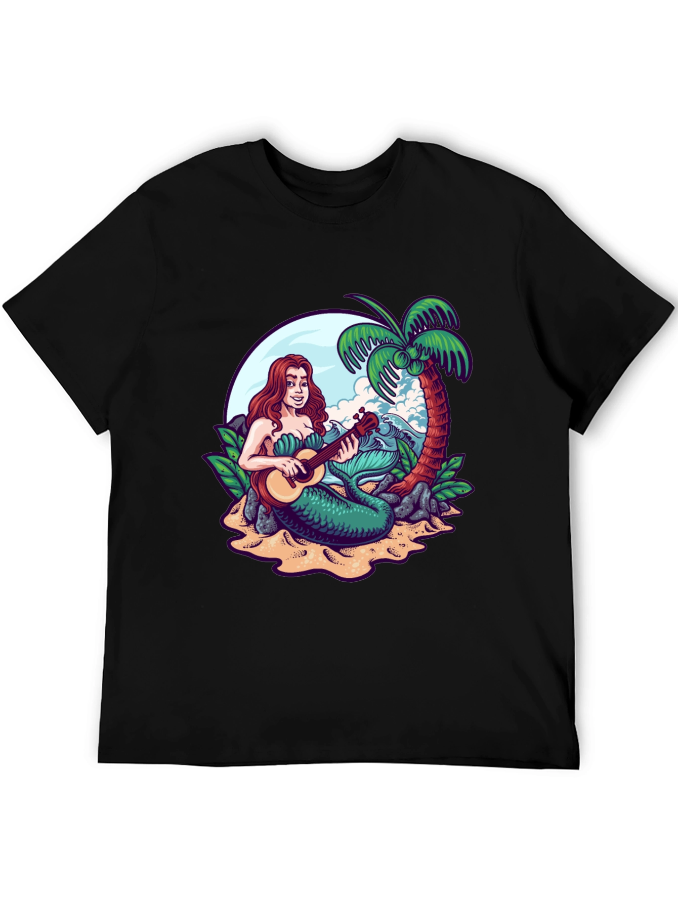 Mermaid Ukulele Black T-Shirt