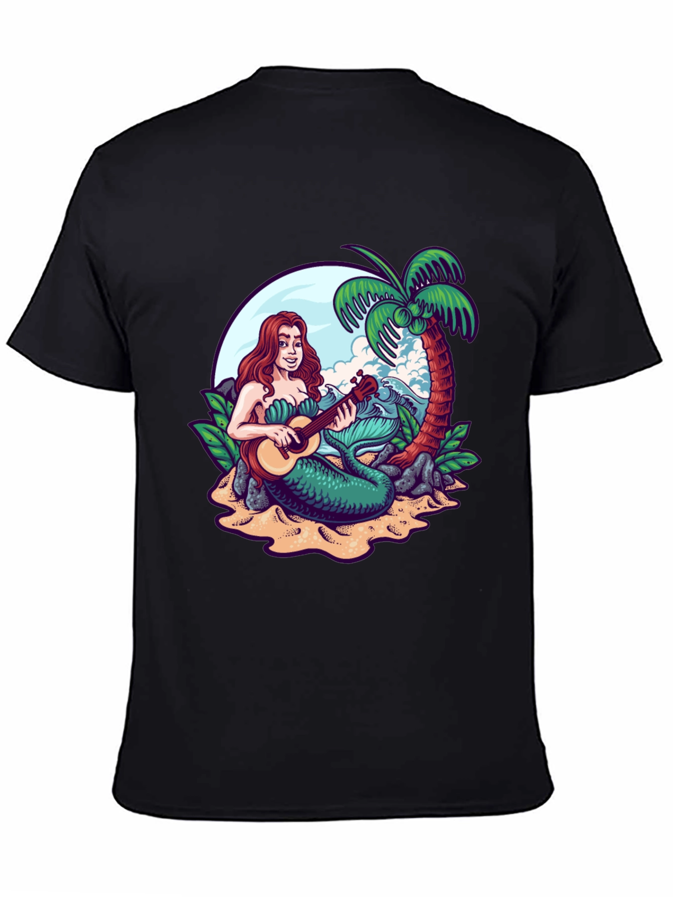 Mermaid Ukulele Black T-Shirt