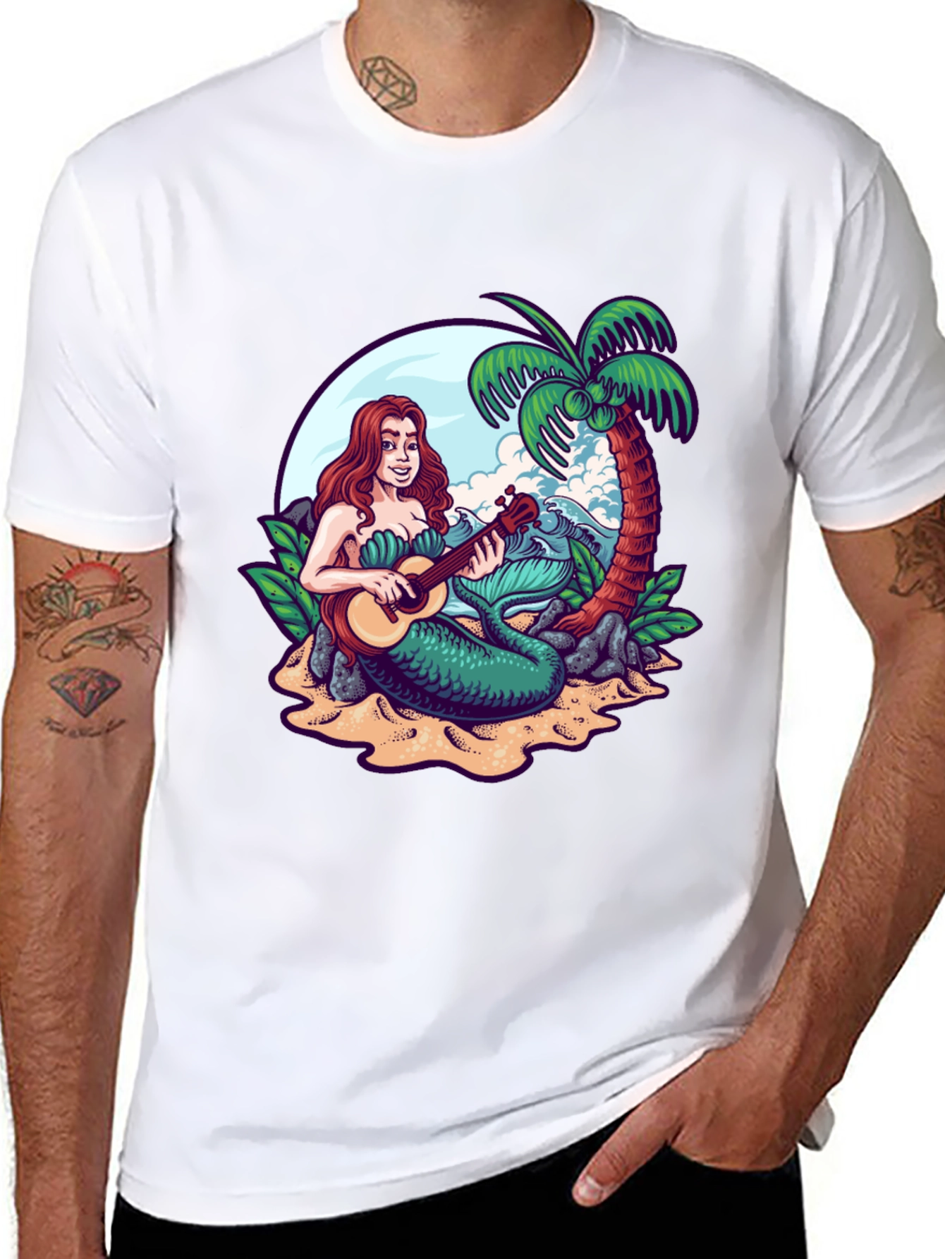 Mermaid Ukulele Black T-Shirt