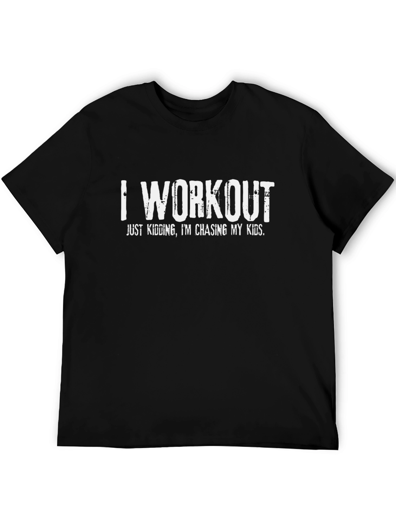 Funny Workout Chasing Kids Black T-Shirt