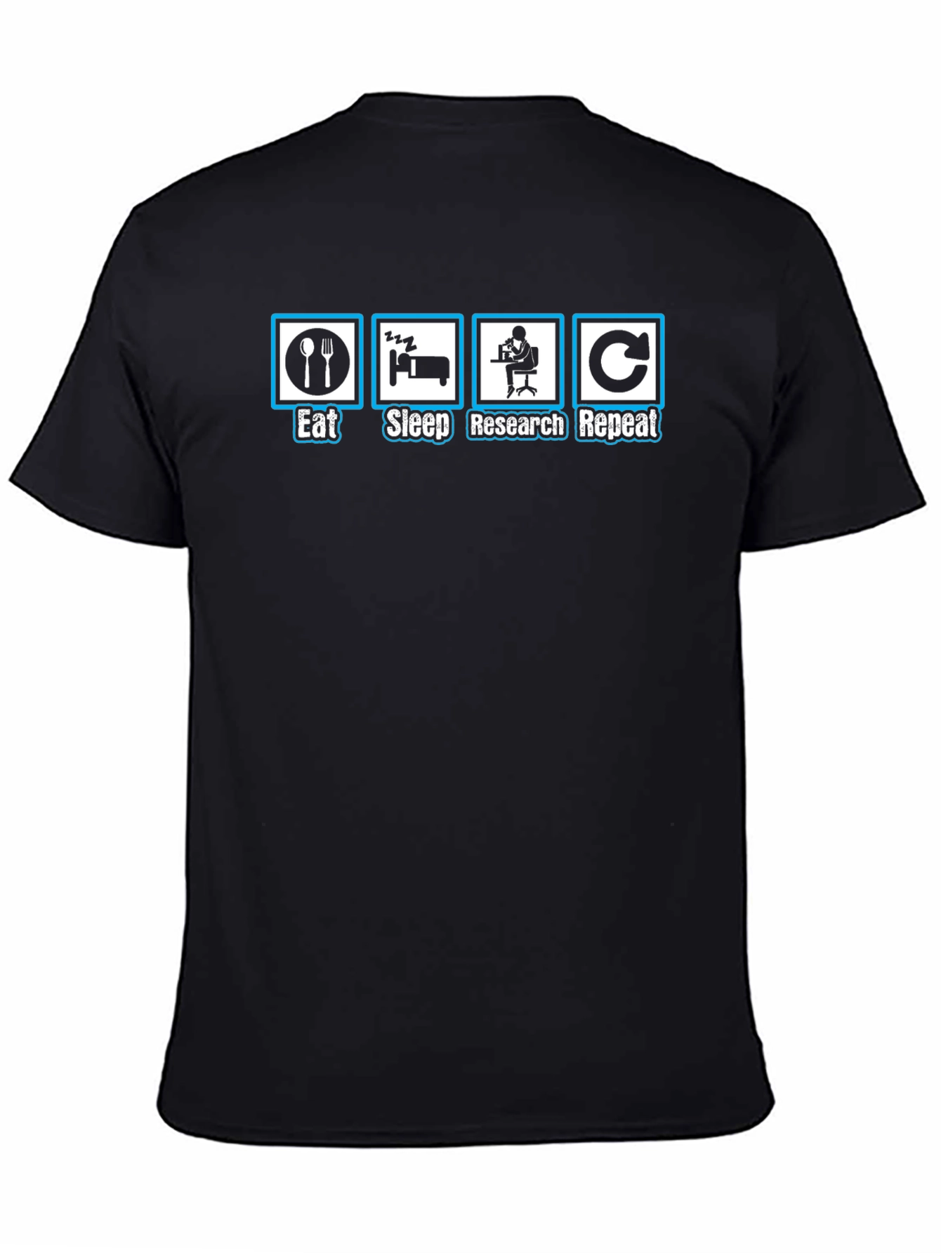Eat Sleep Research Repeat Black T-Shirt
