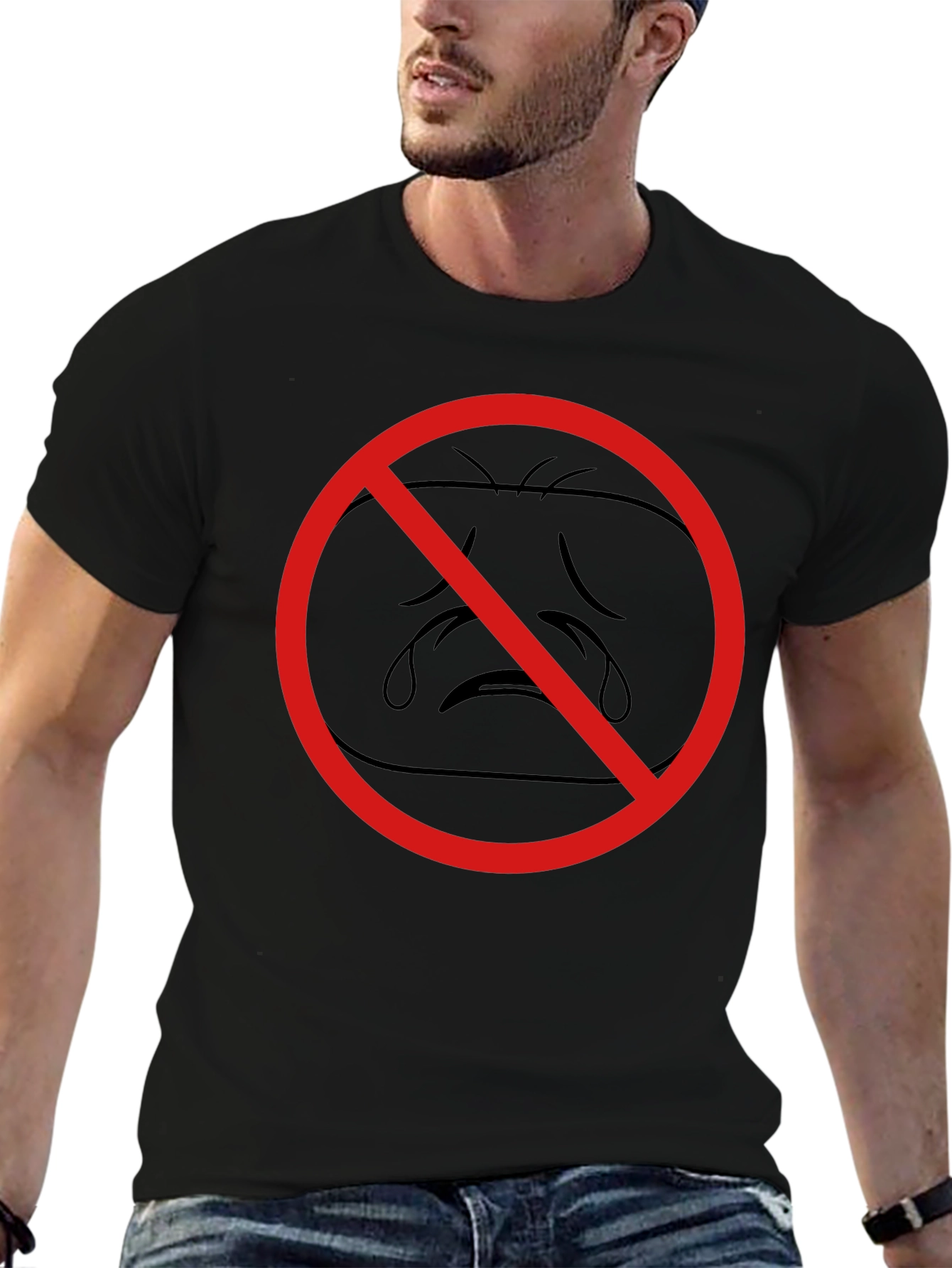 No Crying Black T-Shirt - Express Yourself!