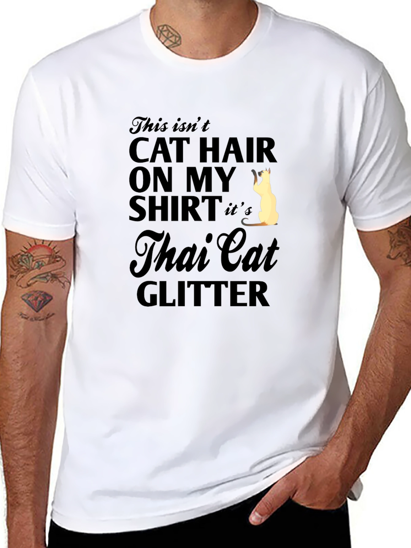 Thai Cat Glitter T-Shirt - Unisex Humor Tee