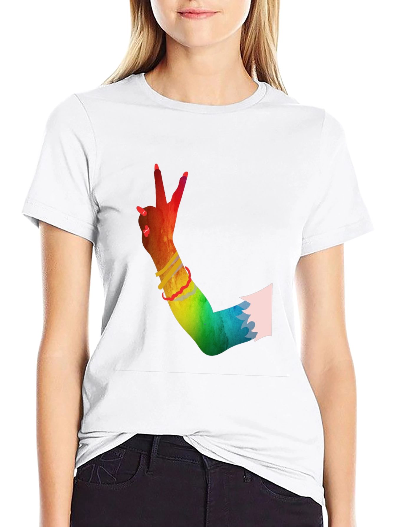 Peace Sign Hand Rainbow T-Shirt