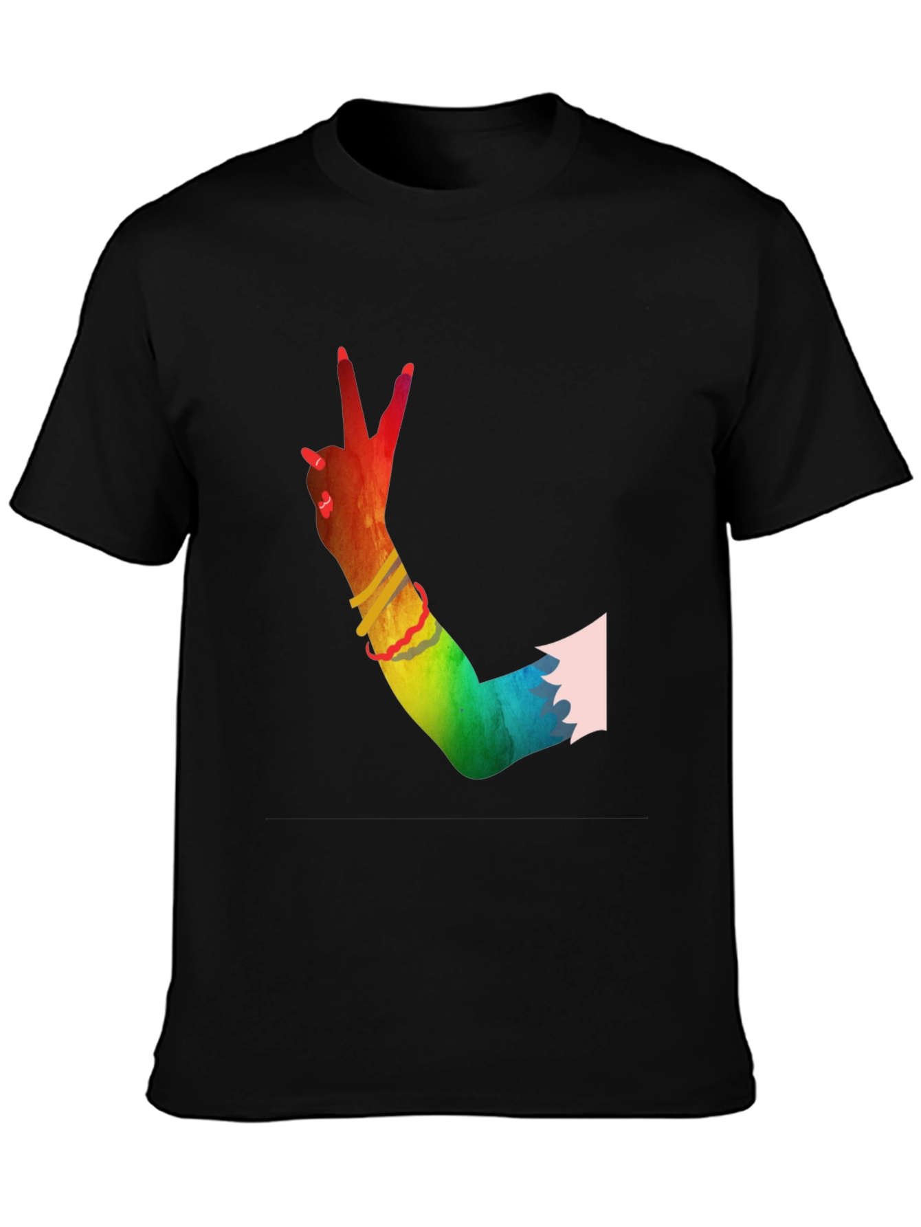Peace Sign Hand Rainbow T-Shirt