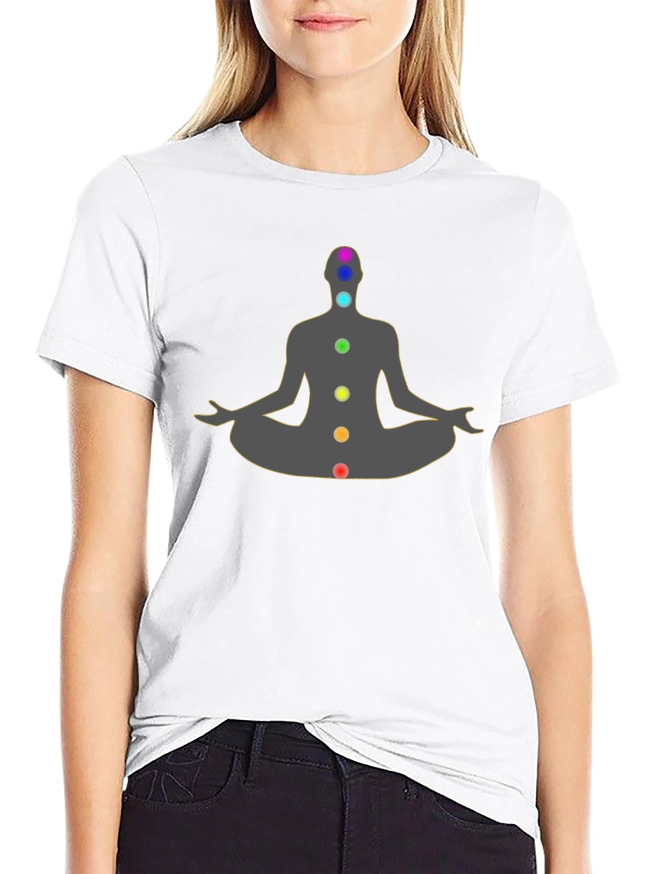 Chakra Meditation Graphic Black T-Shirt