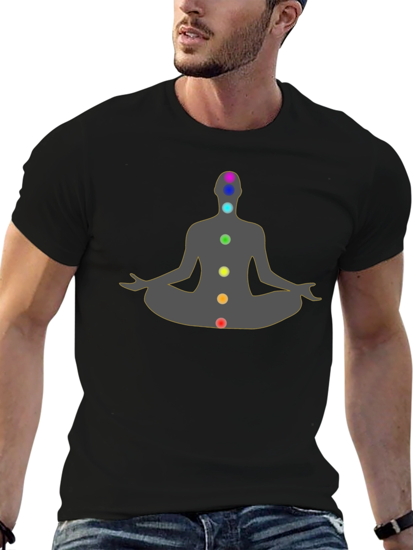 Chakra Meditation Graphic Black T-Shirt
