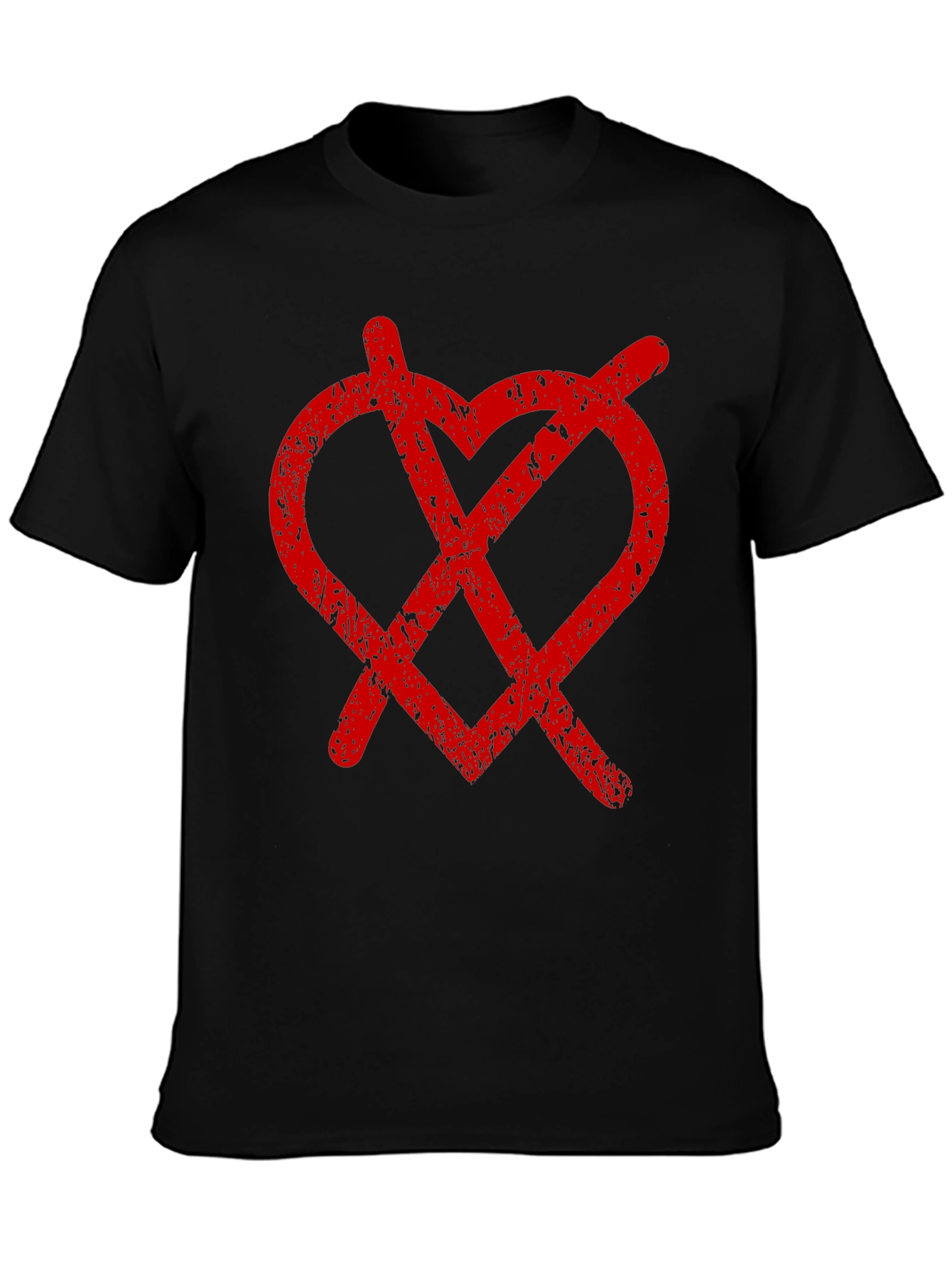Distressed Heart Anarchy Symbol Black Tee