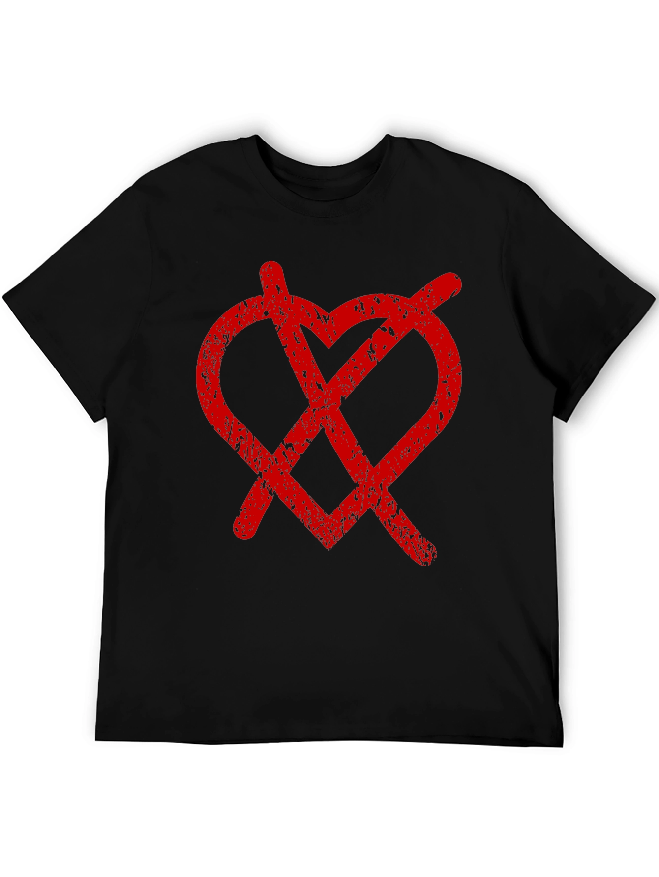 Distressed Heart Anarchy Symbol Black Tee
