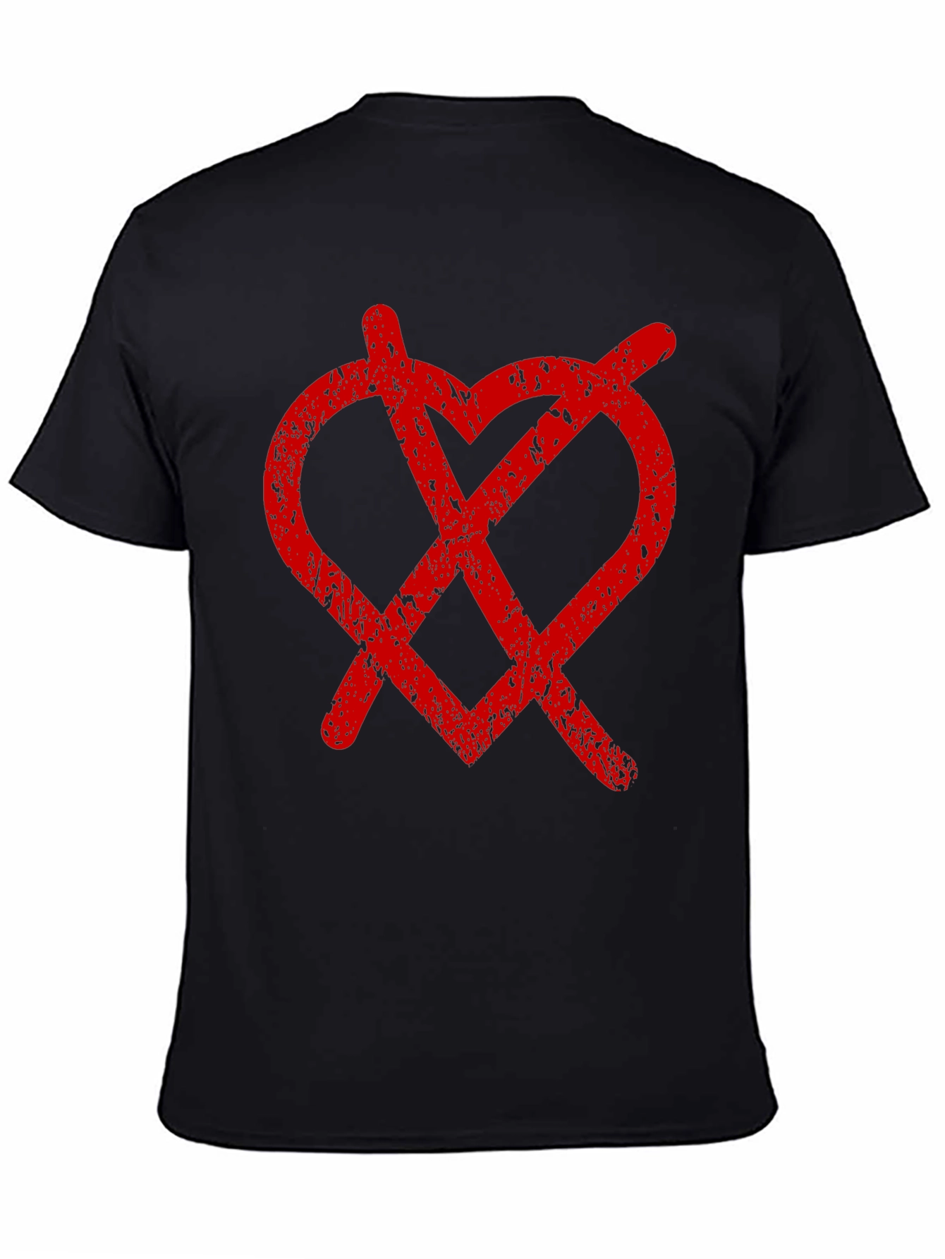 Distressed Heart Anarchy Symbol Black Tee
