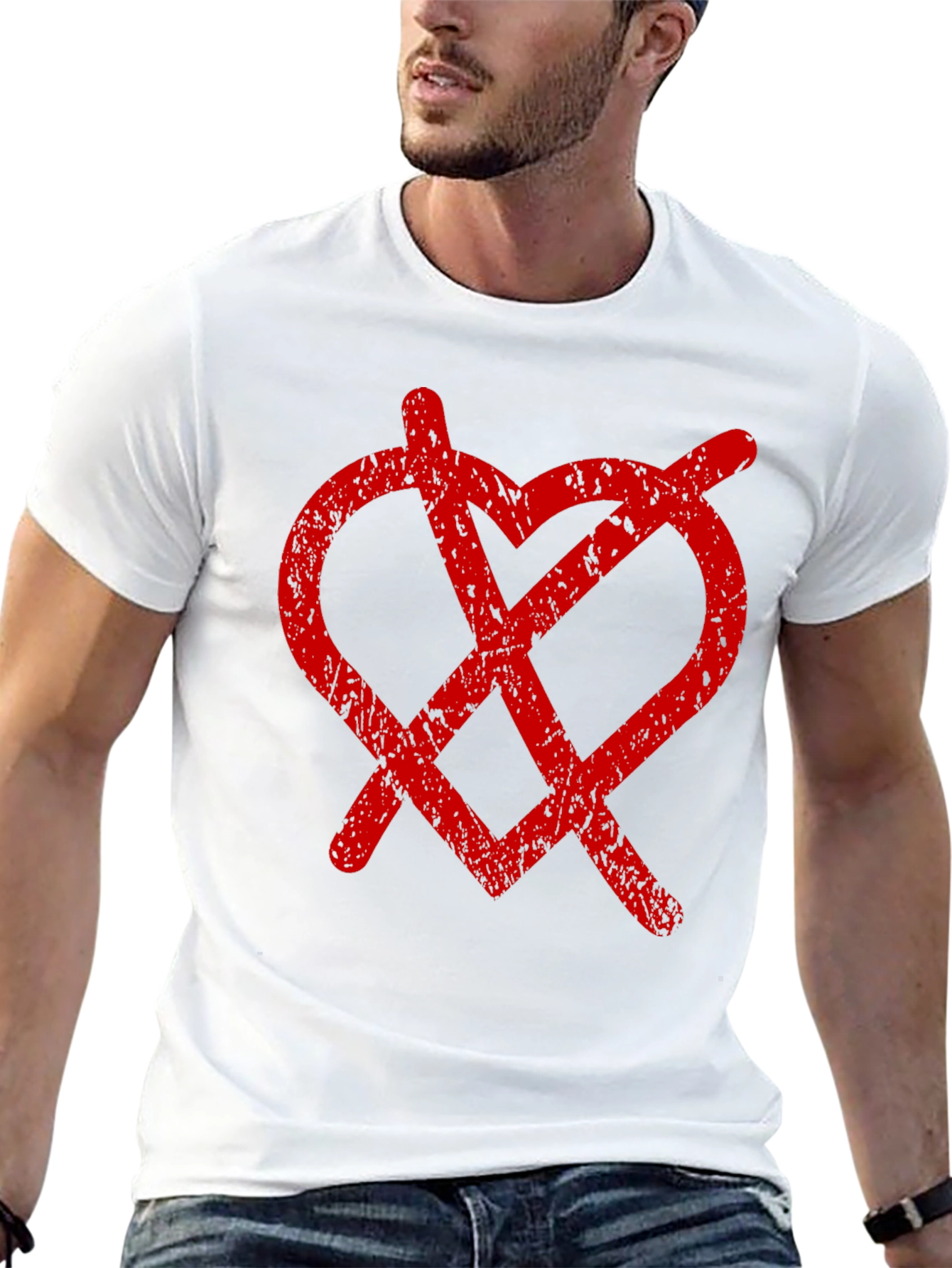 Distressed Heart Anarchy Symbol Black Tee
