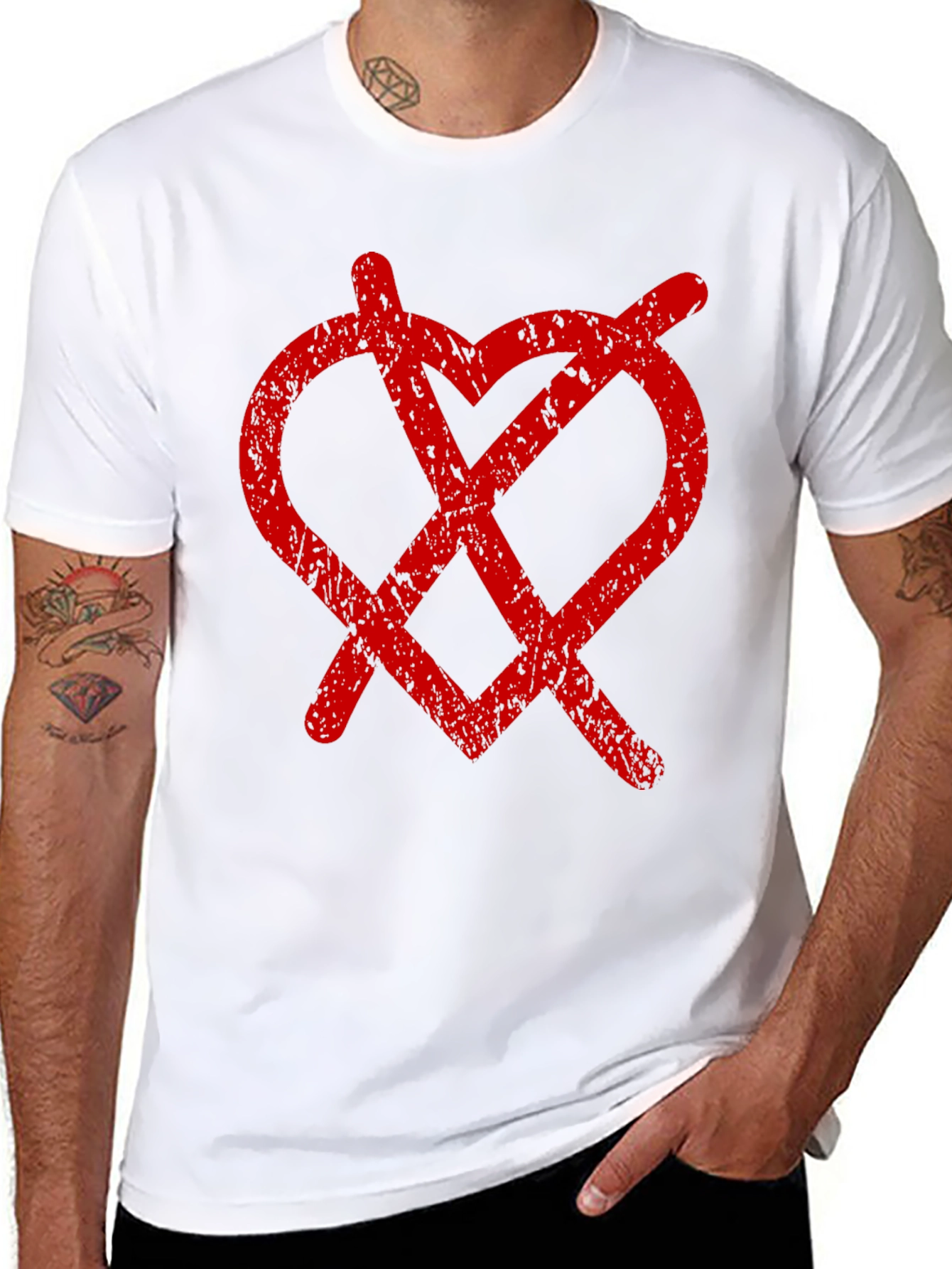 Distressed Heart Anarchy Symbol Black Tee